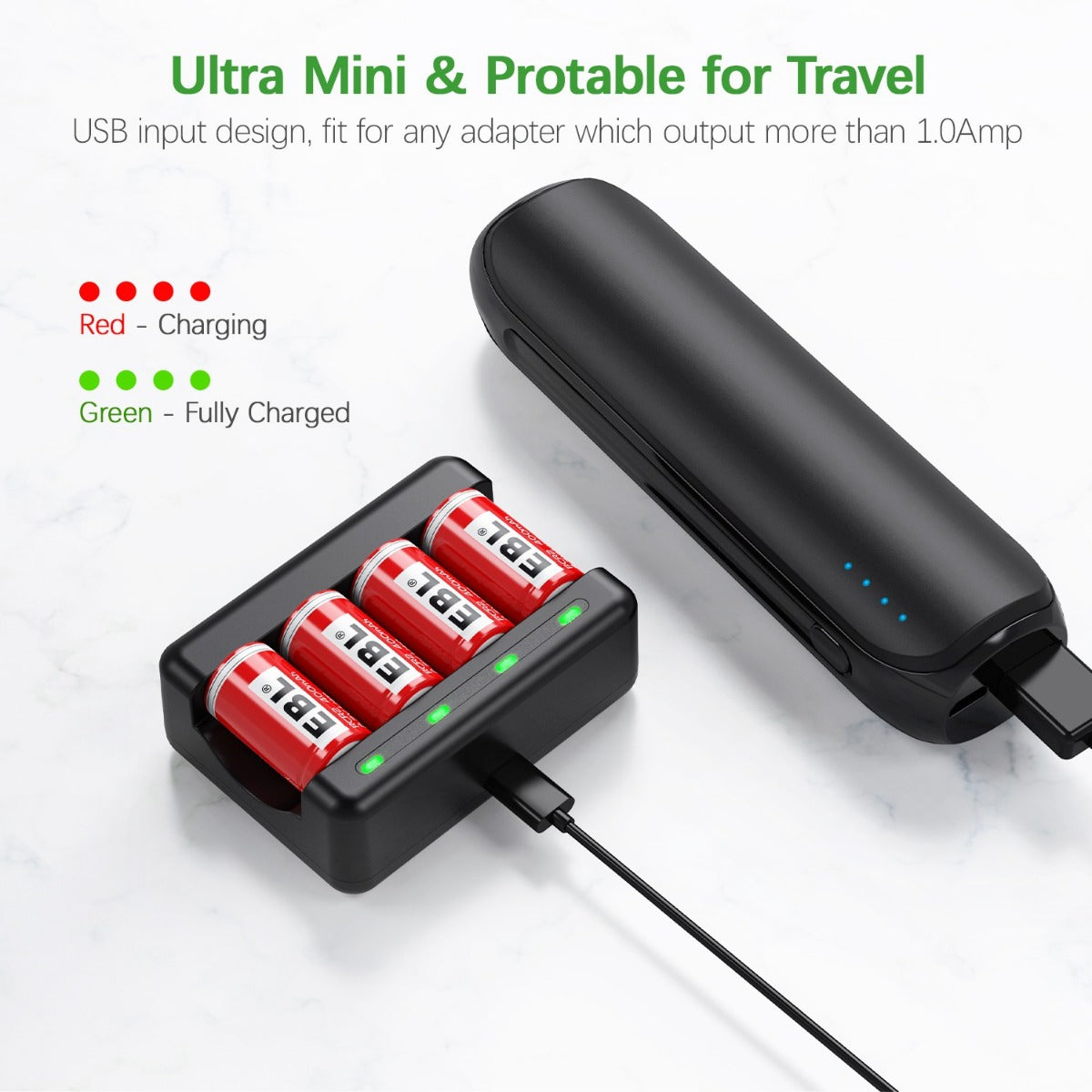 EBL 8 Pack CR2 3.7V Lithium Ion Rechargeable Batteries with Smart Charger - Perfect for Digital Cameras, Flashlights & Medical Devices