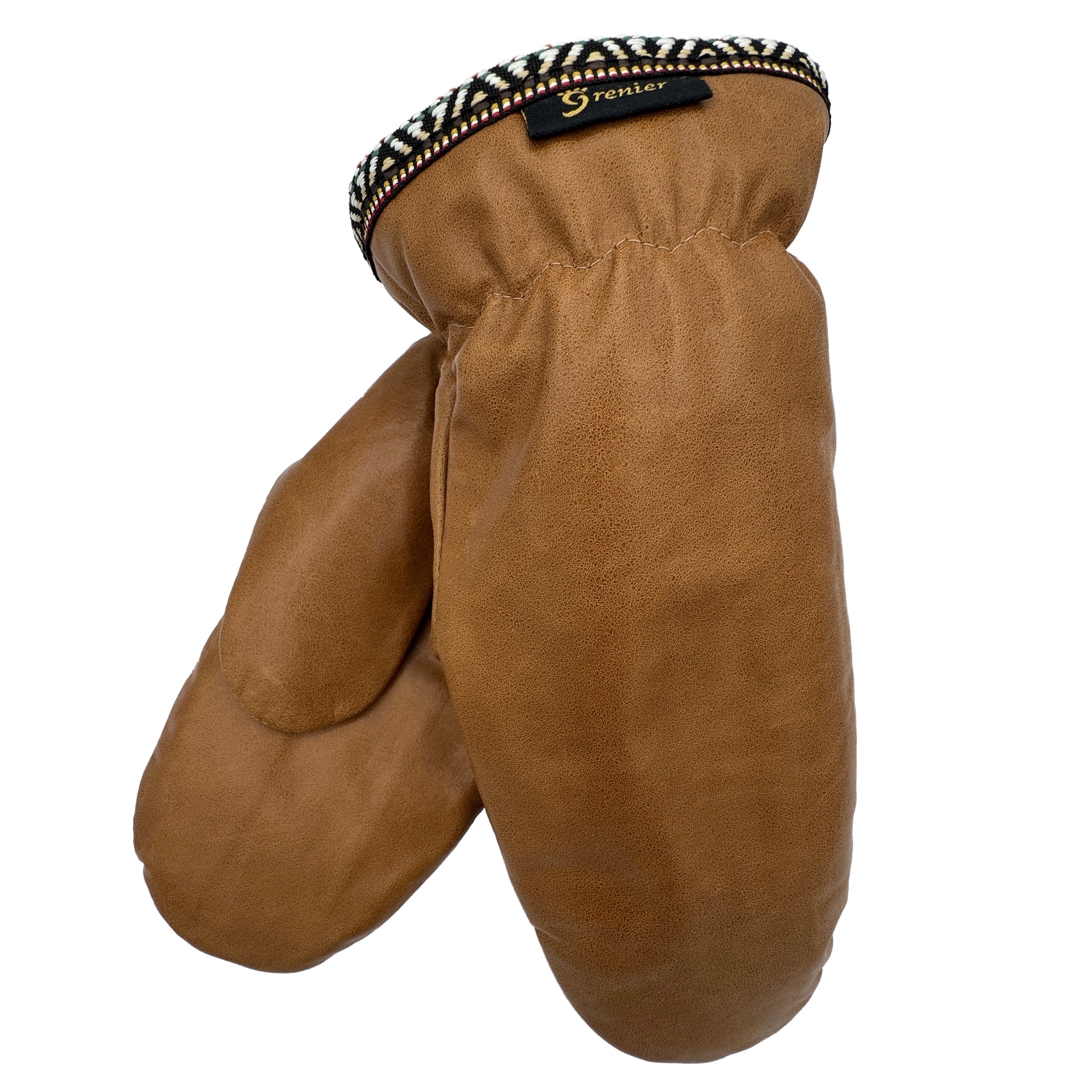 Women's Warm Sheepskin Lined Leather Mittens with Braided Design - Winter Gloves for Cold Weather, Outdoor Activities & Snow Sports