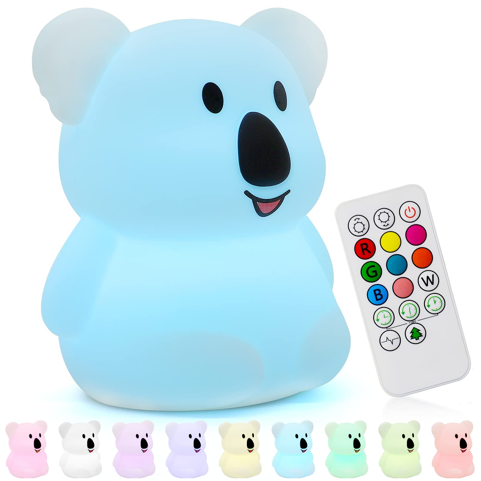 Koala Kids Night Light - Cute Portable Desk Lamp for Girls & Boys, USB Rechargeable, Remote Control, Color Changing LED Light for Bedroom Decor | Perfect Gift for Kids, Women, Birthday & Nursery Room Decor