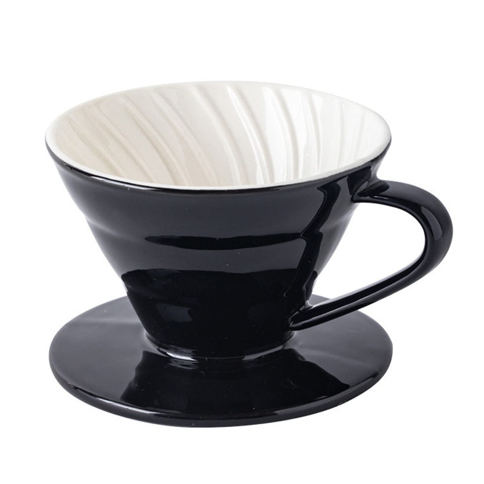 Premium Ceramic V60 Size 02 Pour Over Coffee Dripper - Black - Perfect for Specialty Coffee Brewing at Home, Office, or Camping