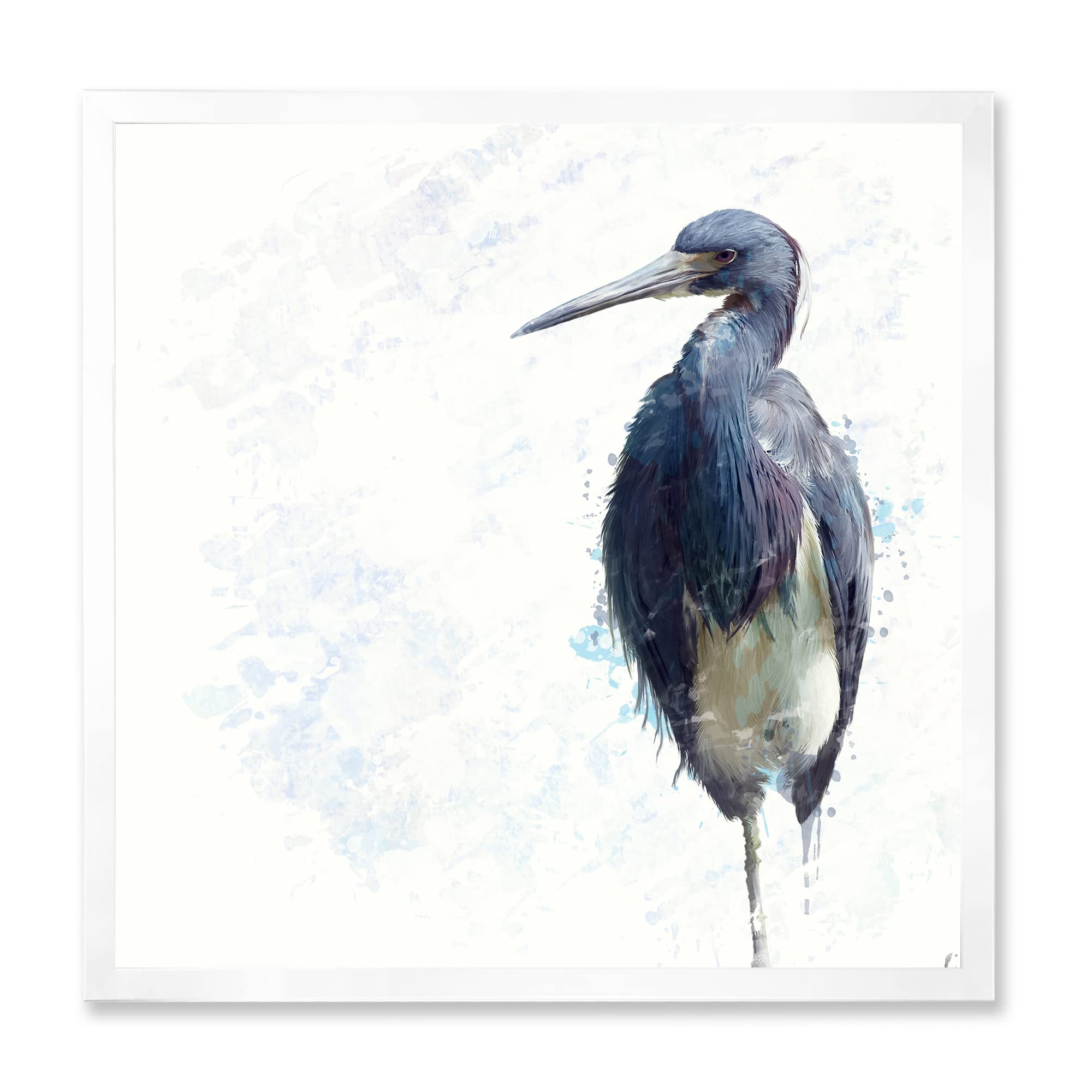 DesignQ Tricolored Heron Bird Farmhouse Framed Wall Art - Vintage Nature Decor for Living Room, Bedroom & Office