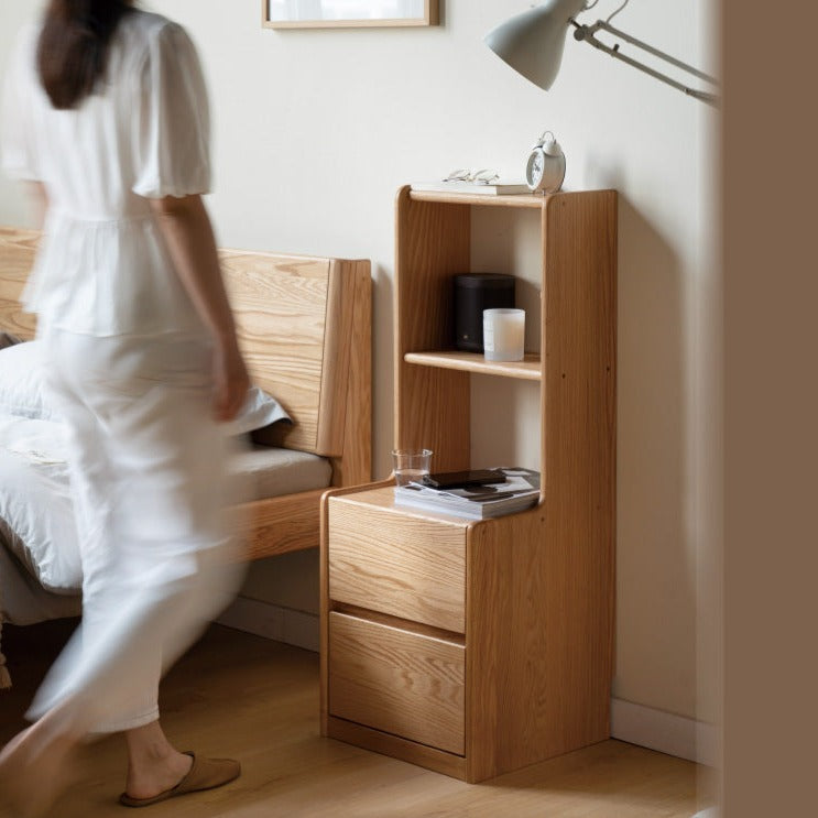 Solid Oak Wood Nightstand - Sturdy & Elegant Bedside Table for Bedroom, Living Room, or Office - Perfect for Storage & Décor