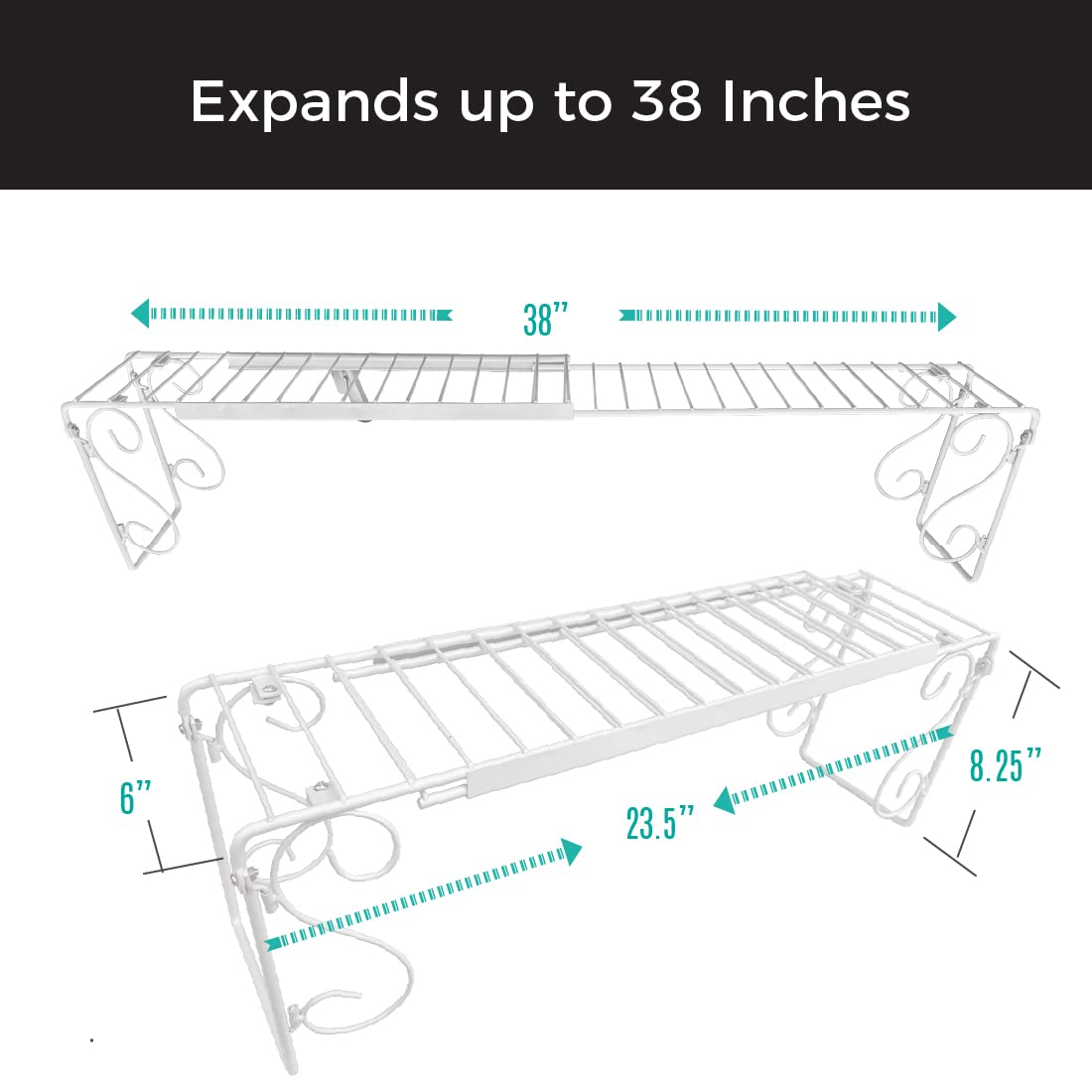 Expandable White Kitchen Sink Shelf Organizer - Space Saving Storage Rack for Dishes & Utensils