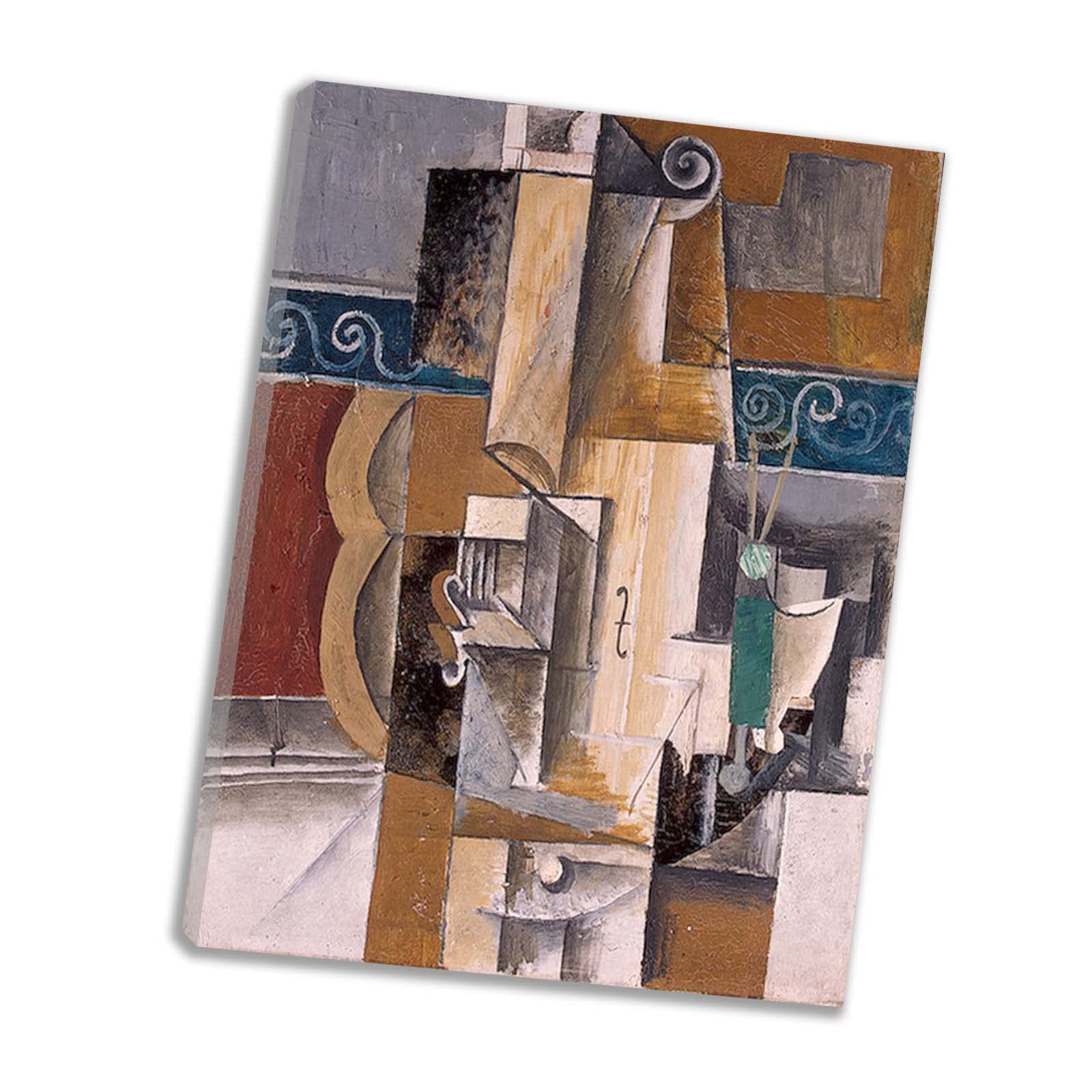 Pablo Picasso 'Guitar and Violin' Framed Canvas Wall Art - 39x51 Inch (100x130cm) Ready to Hang Painting for Living Room, Bedroom & Office Decor | Famous Cubist Art Reproduction