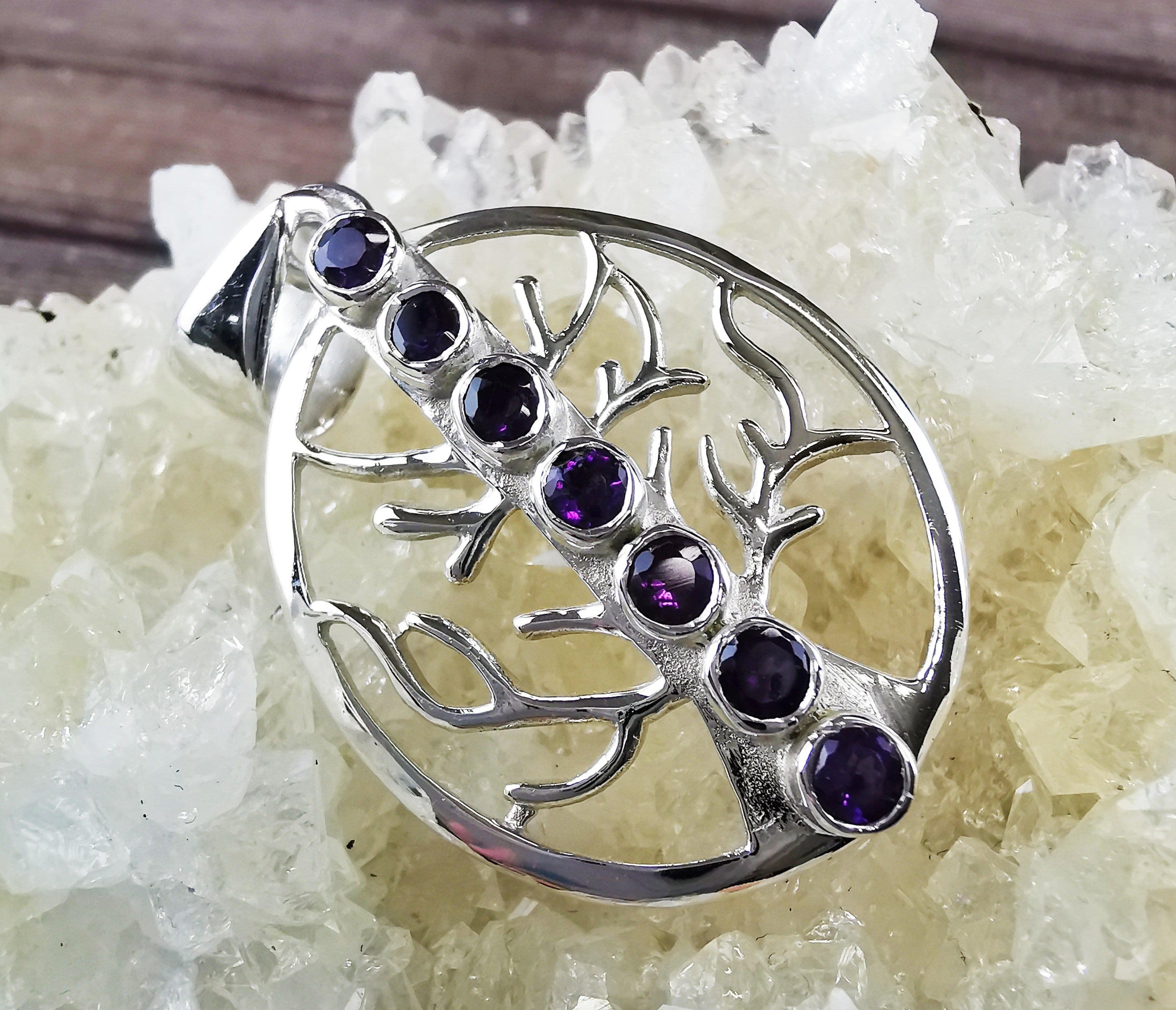 Natural Amethyst Tree of Life Pendant Necklace - Healing Crystal Jewelry for Women - Perfect for Meditation, Spiritual Gifts & Everyday Wear