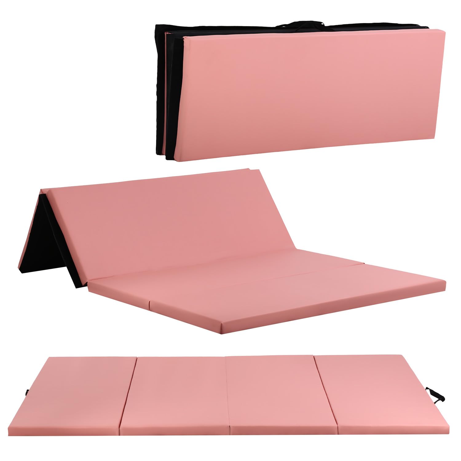 Foldable Thick Gymnastics Mat with Carrying Handles - Portable Tumbling Exercise Mat for Home Gym, Yoga & Fitness Training - Perfect for Gymnasts, Cheerleaders & Kids' Play Area