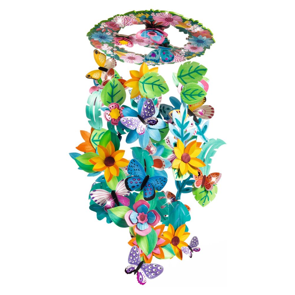 DIY Djeco Springtime Decorative Mobile Kit - Paint Your Own Hanging Decor for Kids Ages 7+ | Perfect for Bedroom, Nursery & Spring Crafts