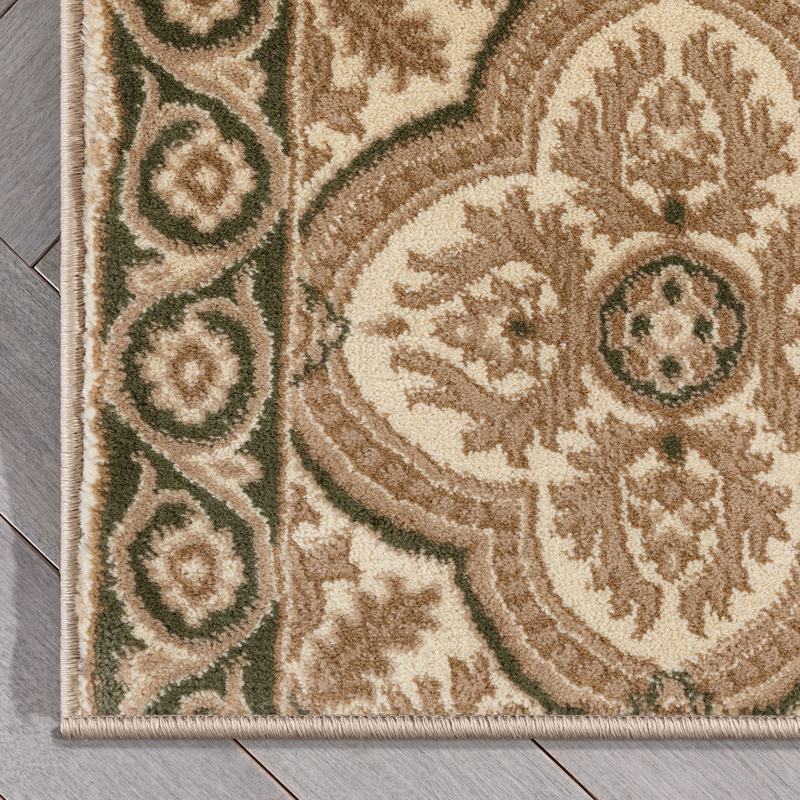 Well Woven Custom Size Runner Rug - Silas Beige Quatrefoil Pattern 27