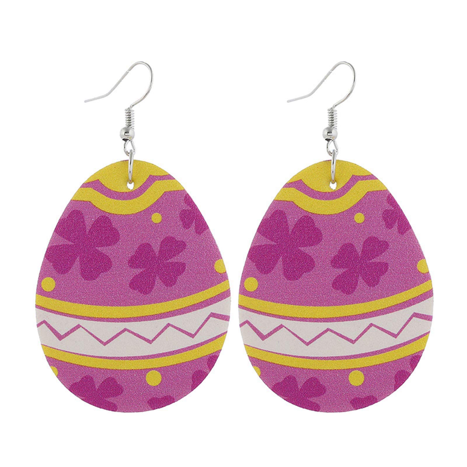 Trendy Easter Jewelry for Women - Gold Bamboo Rabbit Earrings with Faux Eggs, Dainty Leather Print Design | Perfect for Easter Gifts, Spring Parties & Fashion Accessories