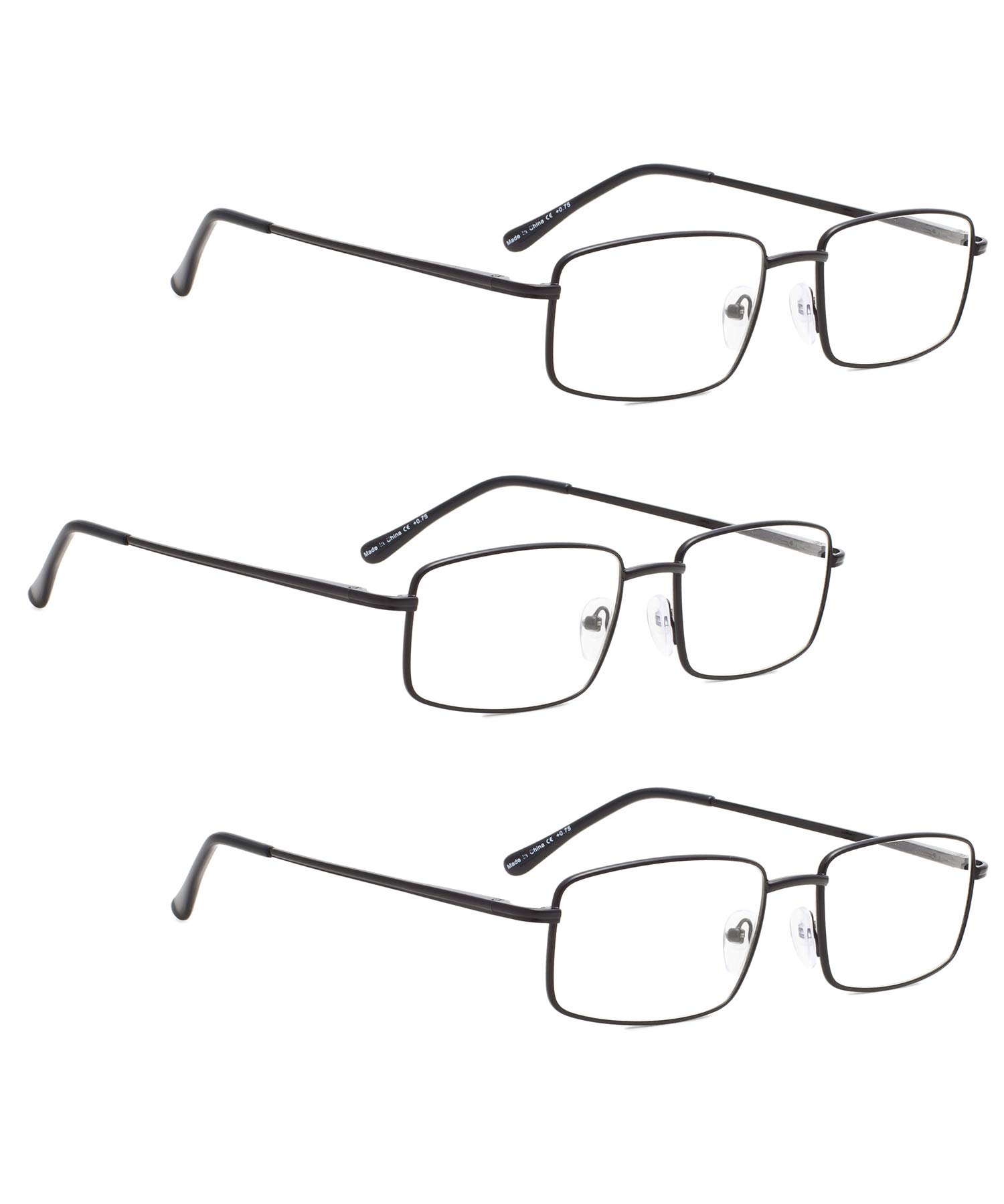 Premium LUR Reading Glasses 3-Pack - Durable Metal Frame Readers for Men & Women - Perfect for Reading, Office Work, and Computer Use