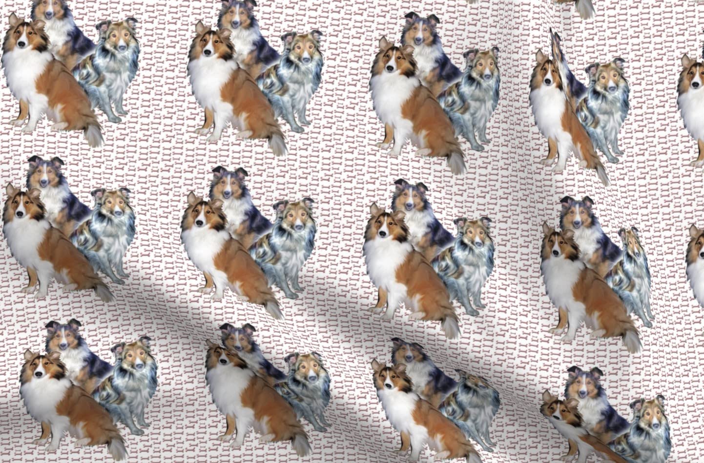 Bones Shetland Sheepdog Dog Print Petal Signature Cotton Fabric by Spoonflower - Premium Fabric by The Yard for Sewing, Quilting, Apparel & Home Decor - Perfect for DIY Crafts, Dog-Themed Projects & Nursery Decor