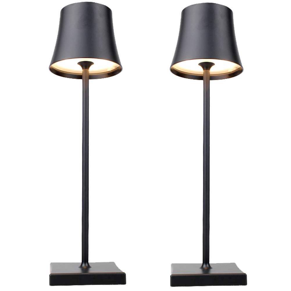 Vintage Metal USB Rechargeable LED Desk Lamp - Touch Control 4W Cordless Table Light for Bedroom, Office & Study | Portable Nightstand Lamp for Reading, Working, Bars, Restaurants & Home Decor (Black)