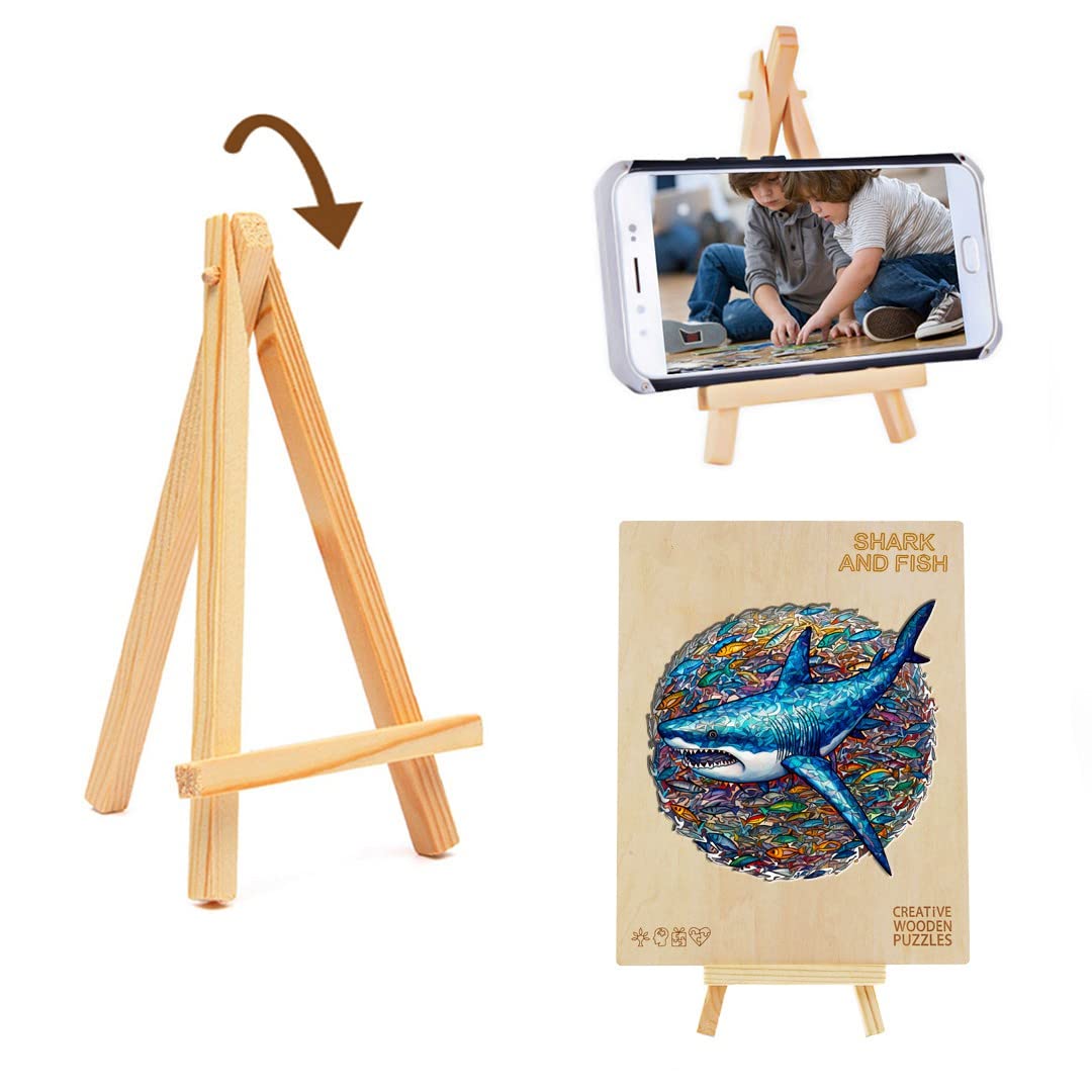 KAAYEE Wooden Animal Puzzles for Kids - Shark Shape Puzzle with Gift Box, Montessori Learning Toys for Toddlers, Perfect for Birthday Gifts & Early Childhood Education (3-Piece, Medium Size)