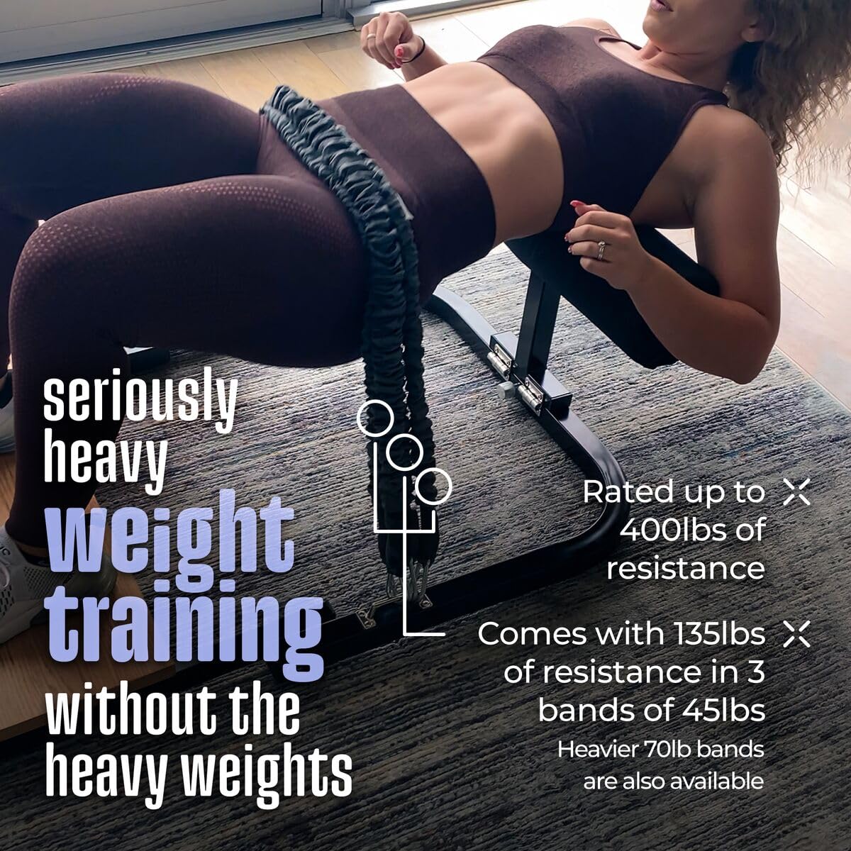 BootySprout Hip Thrust Machine for Glute Workouts - Adjustable Home Gym Equipment with 45, 90 & 135 Lbs Resistance Bands - Perfect for Strength Training, Booty Building & Home Fitness Routines