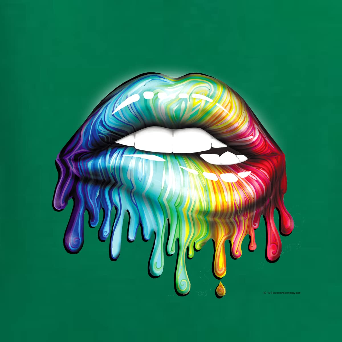 Vibrant Neon Rainbow Biting Lips Pop Culture Women's Racerback Tank Top - Trendy Graphic Tee for Concerts, Festivals & Summer Outfits