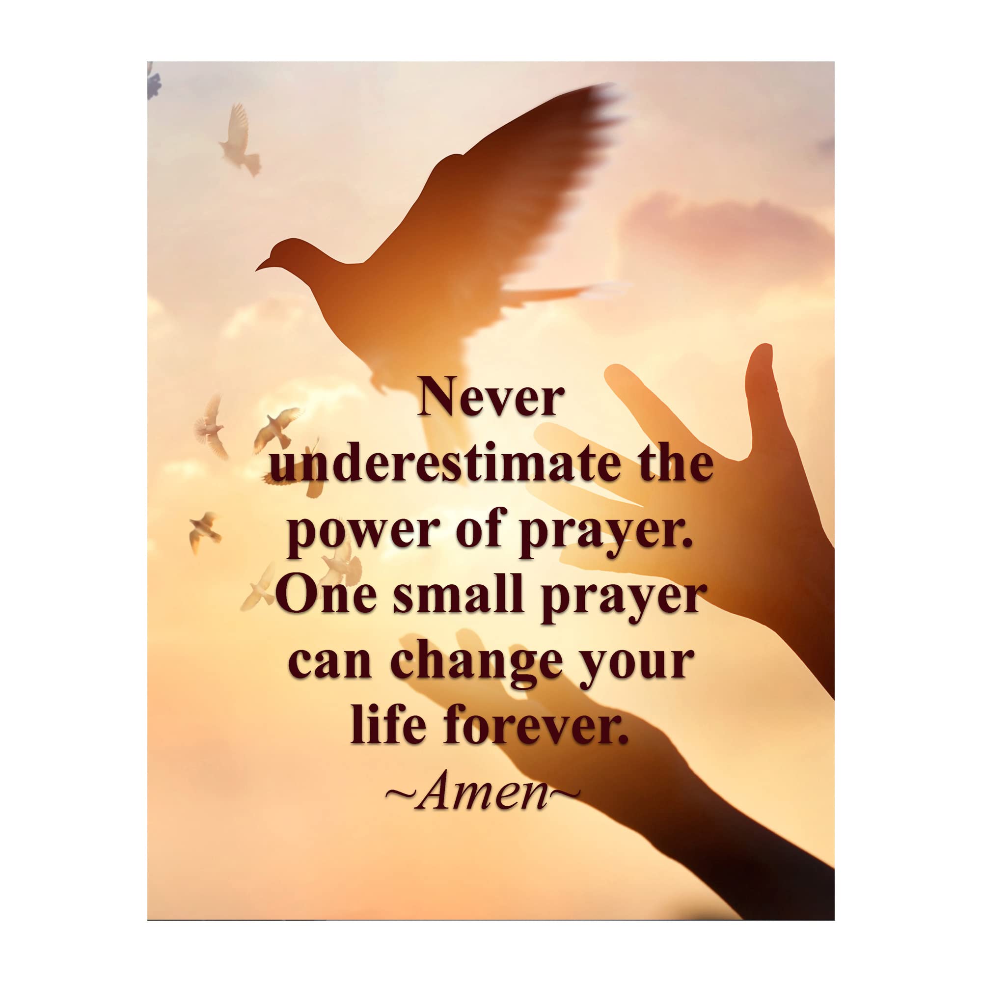 Power of Prayer Wall Art - Religious Inspirational Print for Home, Office & Church Decor - Catholic Gift Idea - Unframed 8x10 - Perfect for Meditation Rooms & Spiritual Spaces
