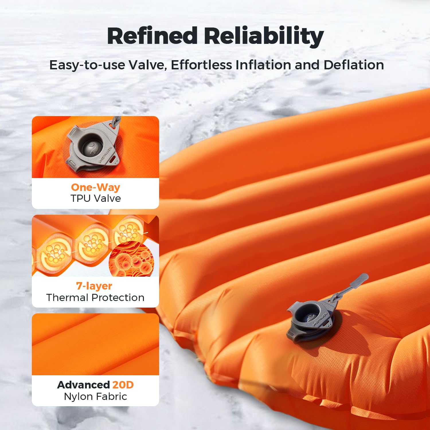 FLEXTAILGEAR Inflatable Sleeping Pad with 5R Value - Ultralight 2.8 Inch Camping Air Mattress for Backpacking, Hiking & Travel | 4 Season Compact Sleeping Pad for Tents, Camping & Outdoor Adventures