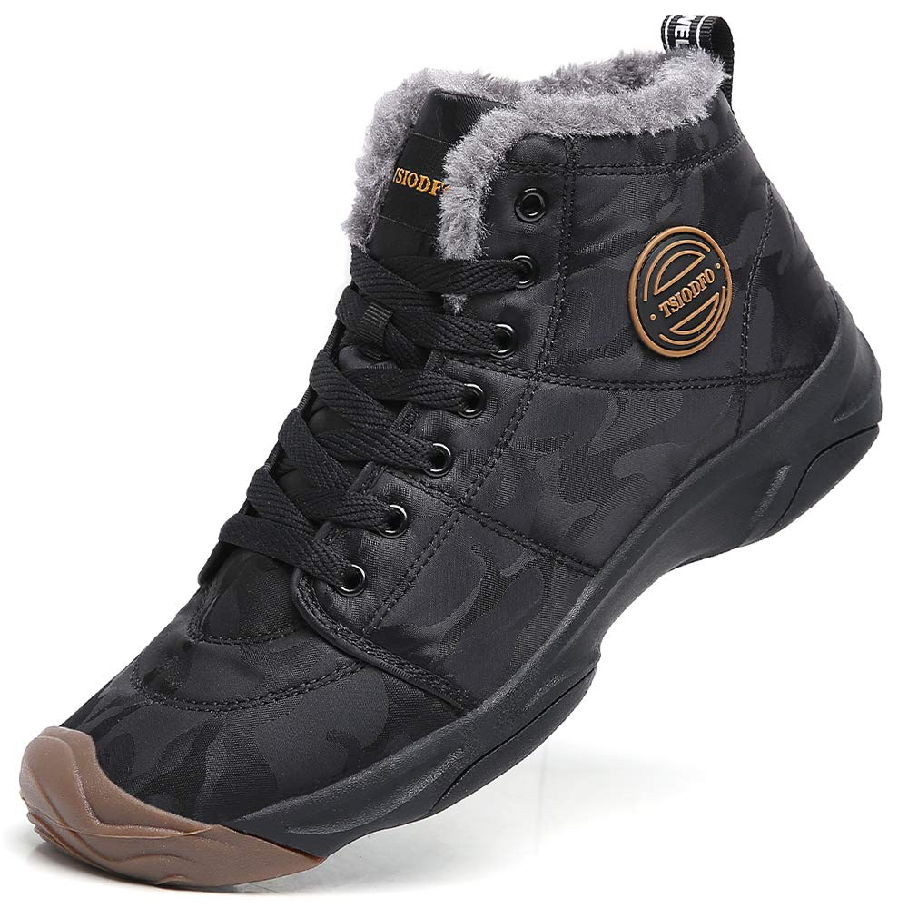 TSIODFO Men's Winter Waterproof Hiking Boots - Leather Outdoor Shoes for Snow, Rain & Cold Weather - Perfect for Hiking, Camping & Winter Adventures