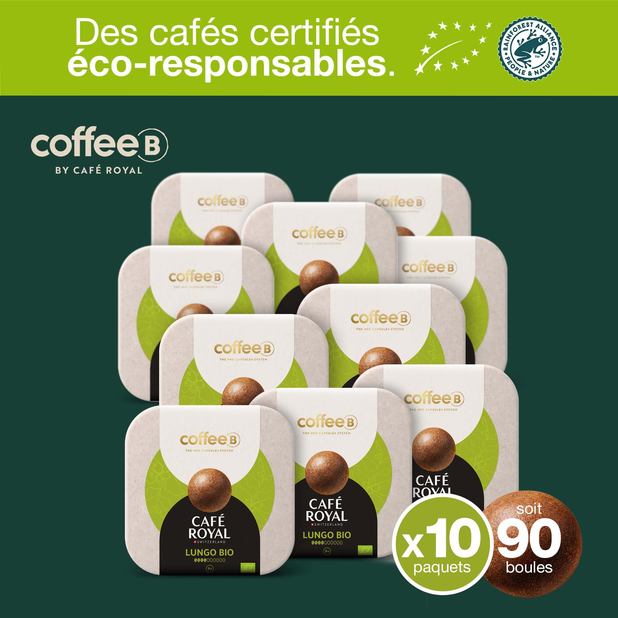 90 Premium Lungo Bio Coffee Balls - 100% Compostable & Eco-Friendly - Compatible with Café Royal Coffee Machine - Perfect for Home, Office & Sustainable Coffee Lovers