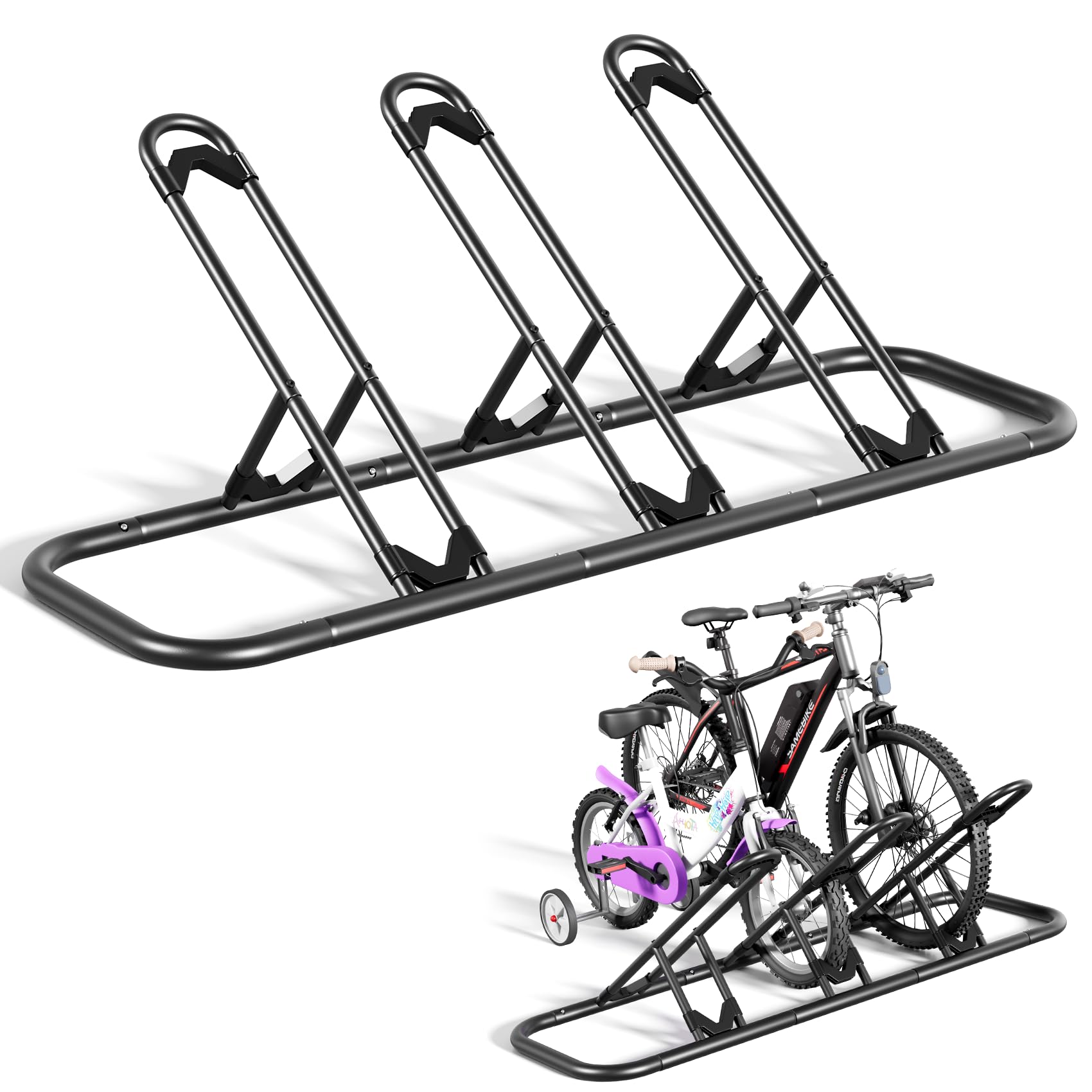 **Ironstone Heavy-Duty Bike Rack for Garage Storage – Indoor/Outdoor Bicycle Stand for Mountain, Road & Kids Bikes – Space-Saving 3-Bike Parking Rack (Black) – Perfect for Home, Garage & Apartment Organization**