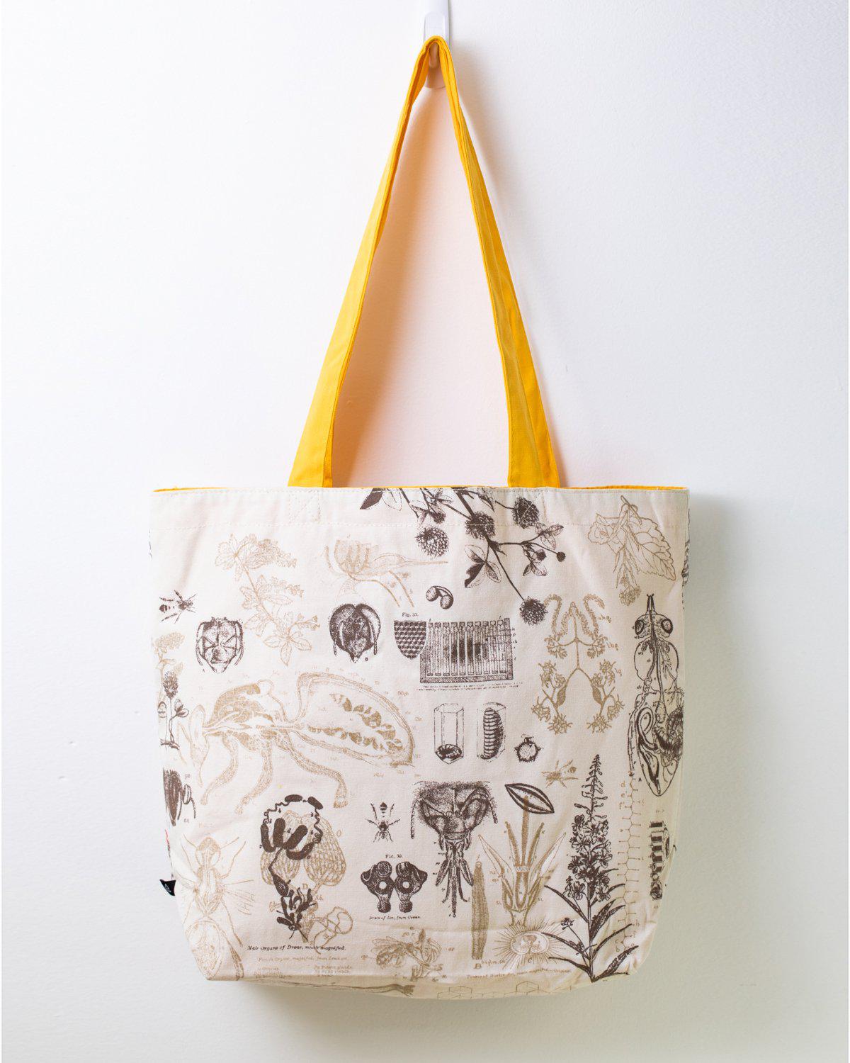 Eco-Friendly Honey Bee Print Canvas Tote Bag - Reusable Grocery Shopping & Beach Tote for Women - Perfect for Farmers Market, Picnics & Daily Use