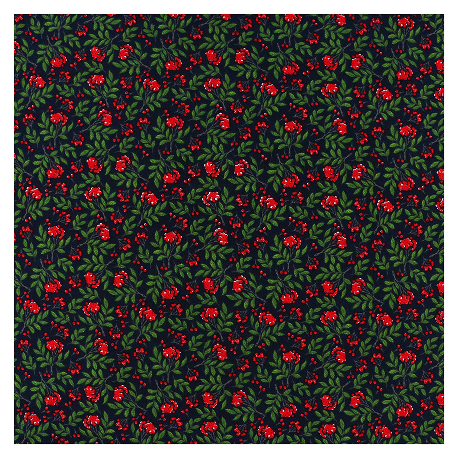 NAKAN 100% Cotton Floral Print Brushed Fabric - Soft Craft Sewing Material for Quilting, Shirts, Dresses & DIY Projects (145cm/57in Wide, Navy Blue, 2m) - Perfect for Kids & Adult Clothing, Home Decor & Crafting