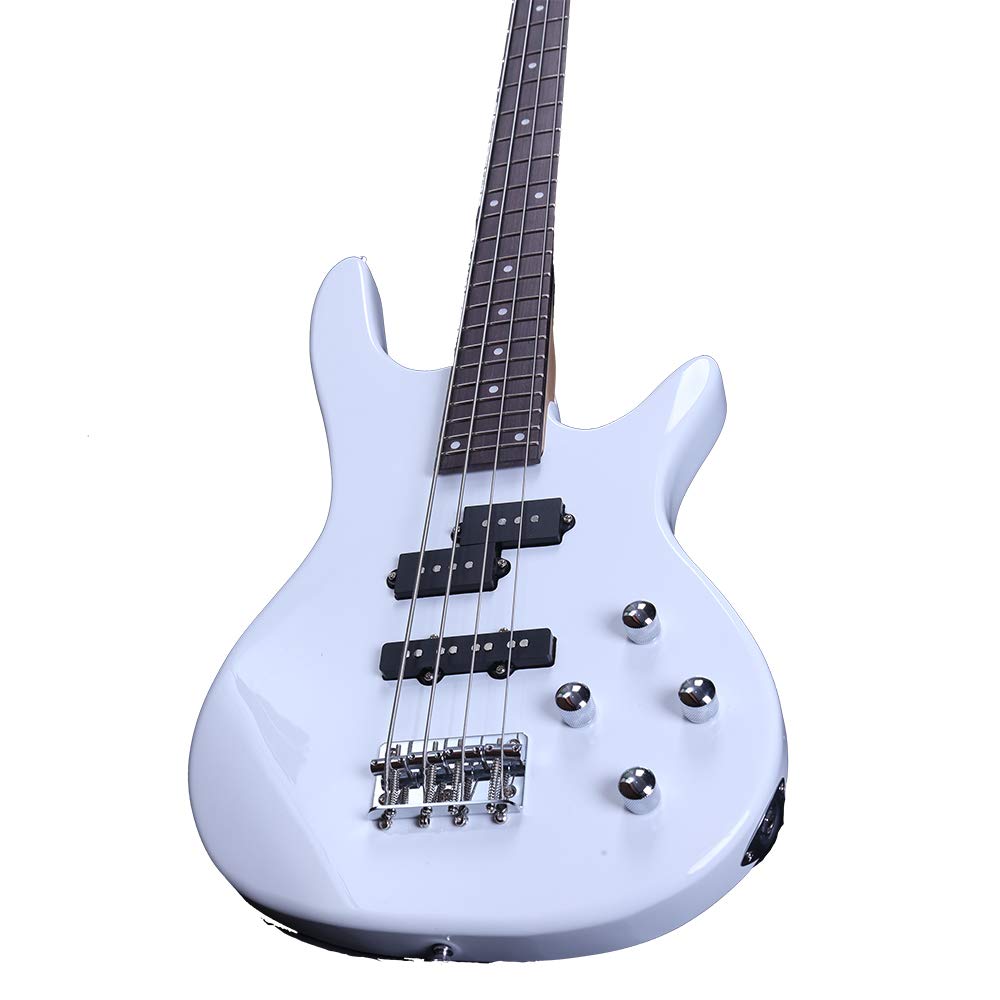 Premium IB Bass Guitar with Power Line & Wrench Tool - Stylish White Finish for Professional Musicians & Live Performances