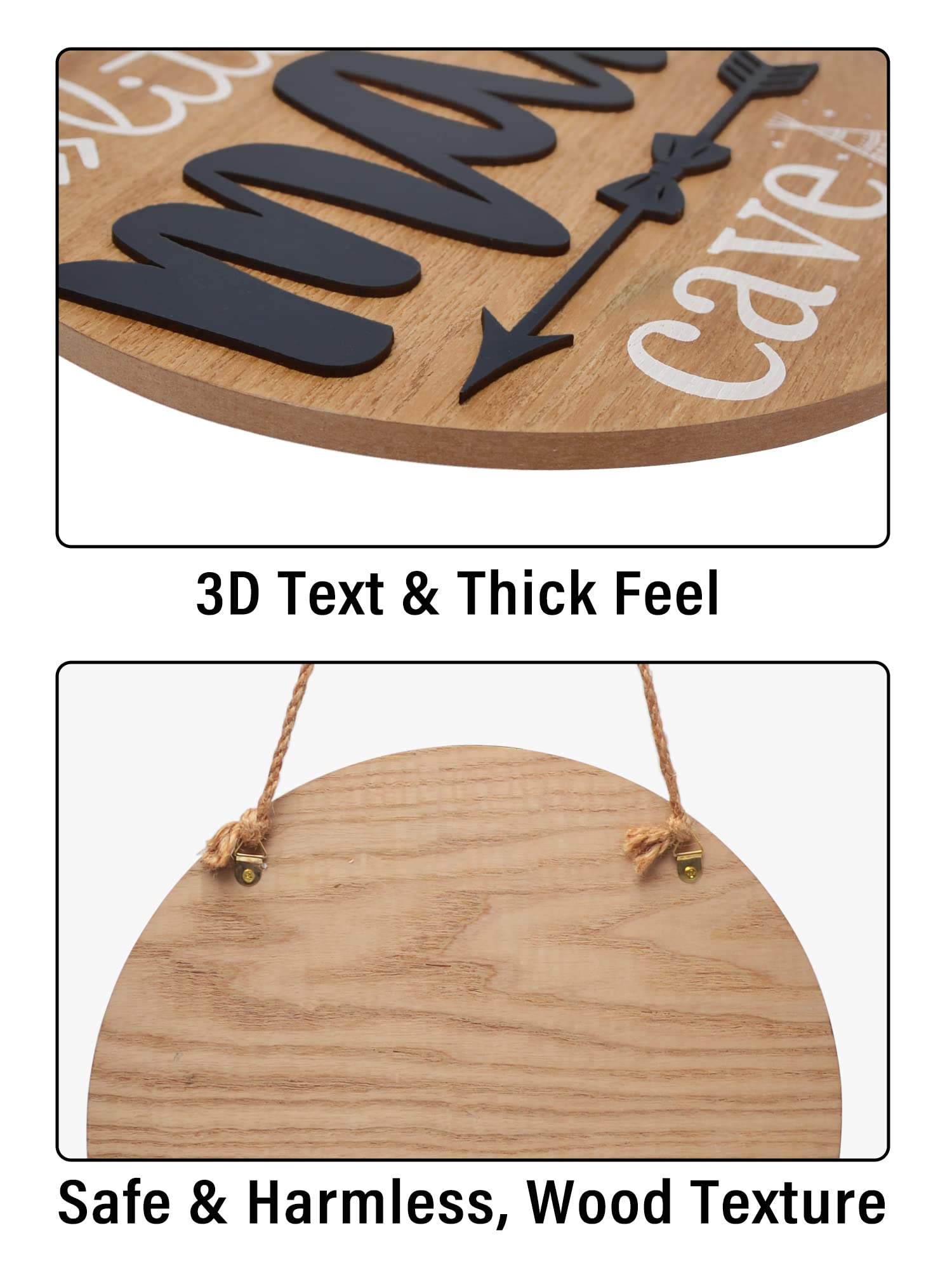 Little Man Cave Wooden Circle Door Sign - Woodland Nursery Decor for Boys, Baby & Toddler Room - Kids Bedroom & Living Room Wall Hanging Decor - Perfect for Baby Showers, Birthday Gifts & Nursery Themes
