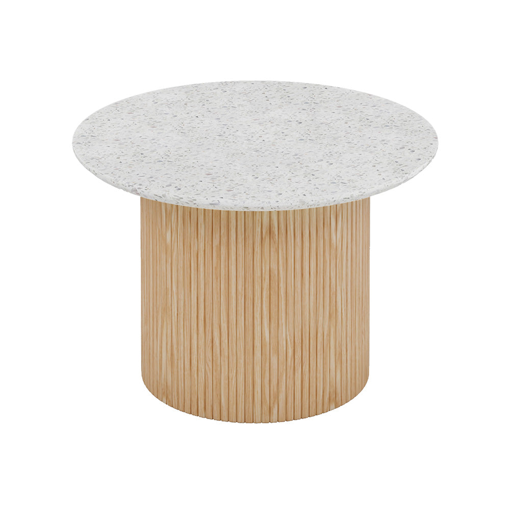 BLANCHE 60cm Terrazzo Stone Side Table - Modern End Table for Living Room, Bedroom & Office - Durable & Stylish Home Decor