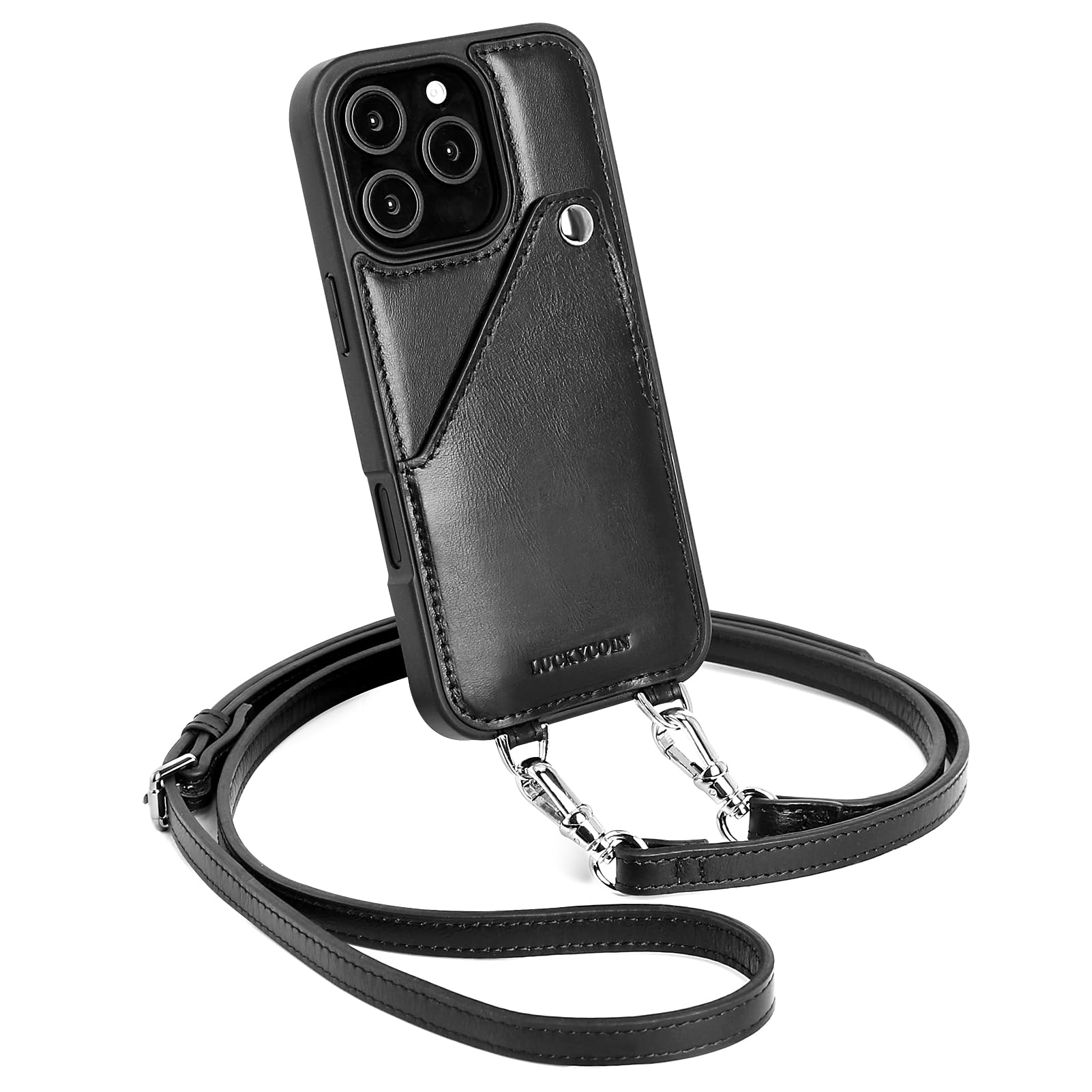 Leather Wallet Case for iPhone 16 Pro - Women's Crossbody Phone Purse with Card Holder & Wrist Strap | Daily Essentials & Travel
