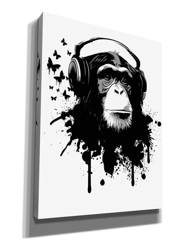 Nicklas Gustafsson 'Monkey Business' Canvas Wall Art 12x18 Inches - Modern Animal Print Painting for Living Room, Bedroom & Office Decor