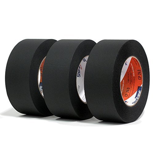 Shurtape CP743 Professional Grade Matte Black Photo Masking Tape - 2 Inch x 60 Yards (3 Rolls) - Ideal for Photography, Arts & Crafts, Industrial Use