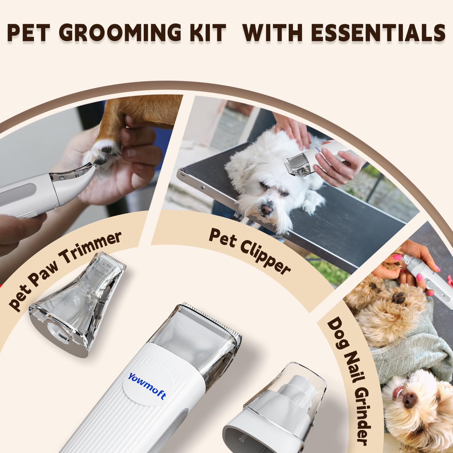 Dog Grooming Vacuum & Kit - 2L Capacity, 11Kpa Pet Hair Vacuum with 15 Grooming Tools for Dogs & Cats - Perfect for Home Shedding Control & Pet Care