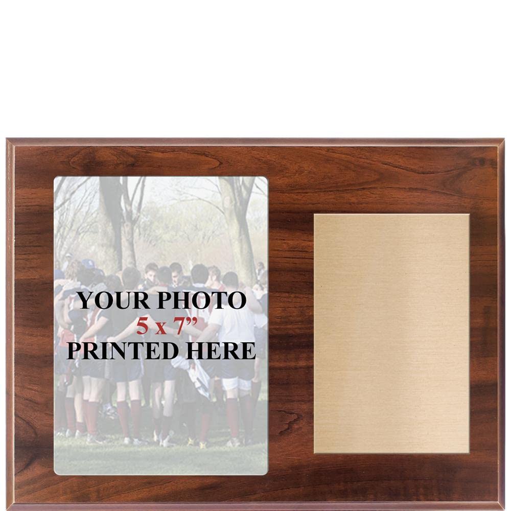 Custom 12x9 Wood Photo Metal Plaque - Personalized 5x7 Art Engraved Gift for Home & Office Decor
