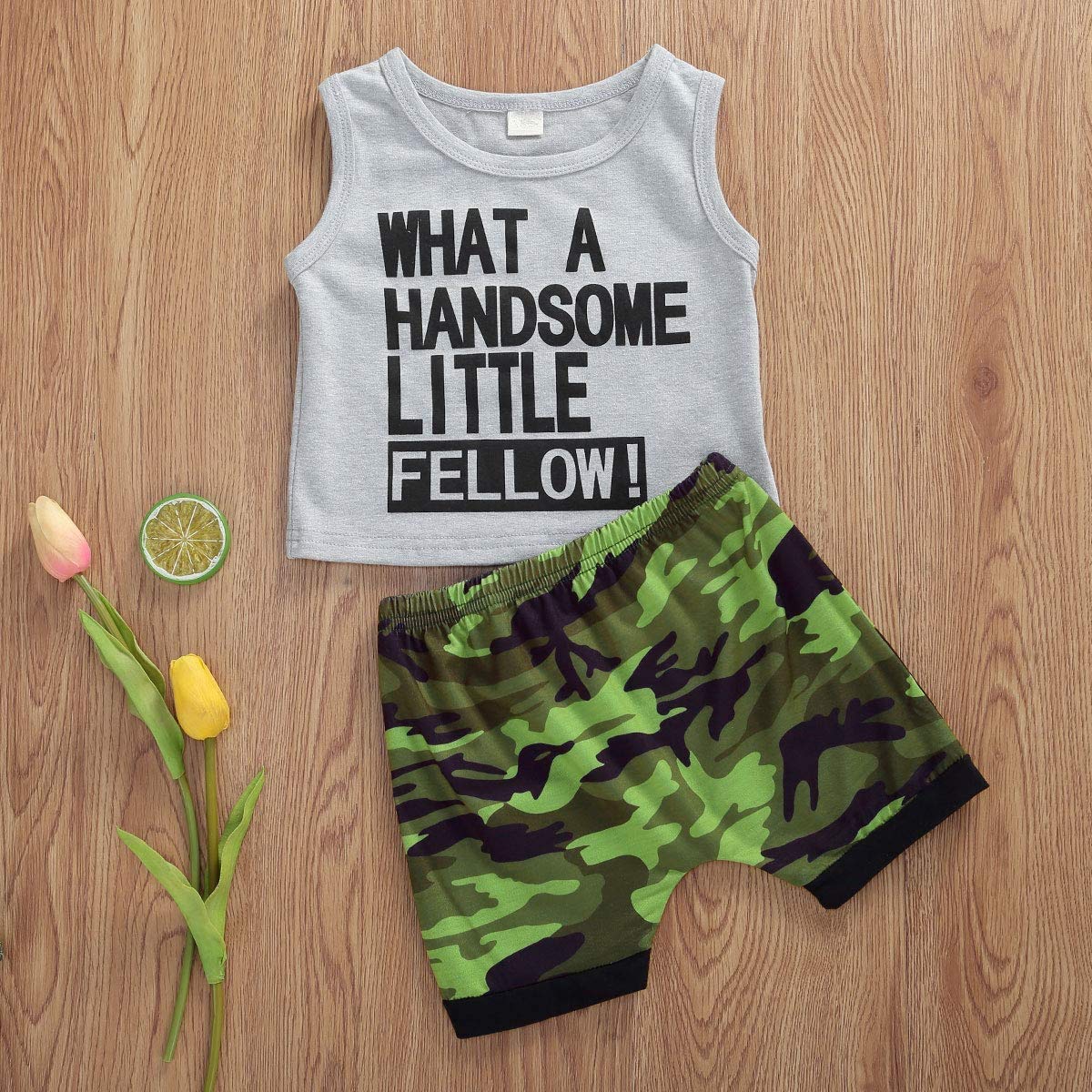 Toddler Boys Summer Outfit Set - Cute Black Sleeveless Tank Top & Camouflage Shorts | Cool & Comfortable Playwear for Beach, Park & Outdoor Activities
