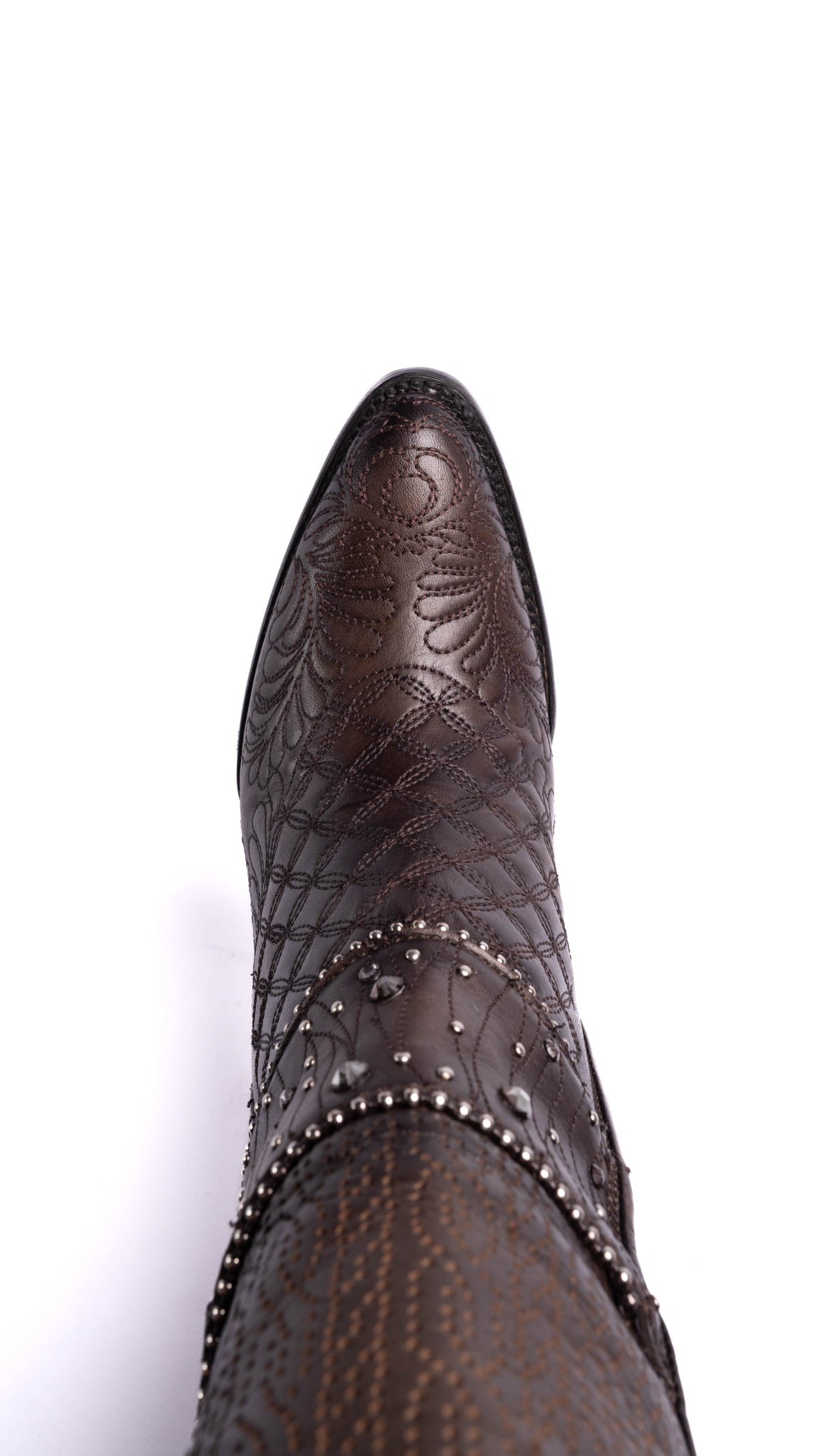 Women's Cuadra CU584 LD Black/Brown Embroidered Studded Round Toe Boots - Perfect for Western Fashion, Cowgirl Outfits & Country Events
