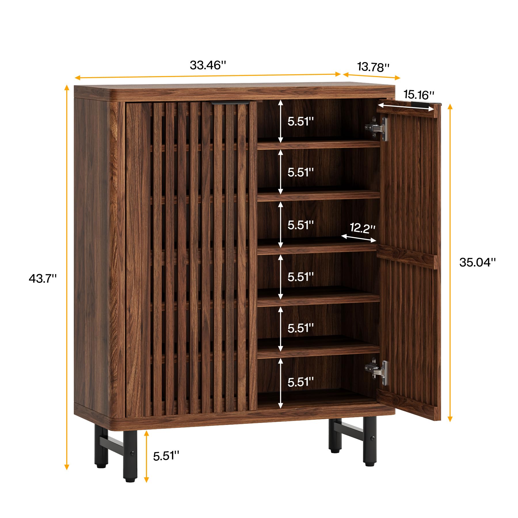 Tribesigns 6-Tier Wooden Shoe Storage Cabinet with Shutter Doors - Adjustable Shelves Freestanding Shoe Organizer for Entryway, Hallway, Closet - Modern Home Organization Solution (Walnut) | Perfect for Small Spaces & Shoe Lovers