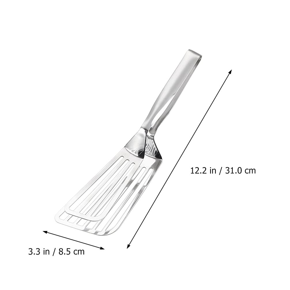 Premium Stainless Steel Fish Spatula & Turner - Heavy Duty Metal Cooking Tongs for Grilling, Flipping Pancakes, Cast Iron Skillet - Perfect for BBQ, Buffet Serving & Professional Kitchen Use