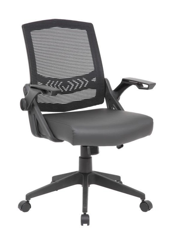 Boss B6223 Mesh Flip Arm Task Chair - Ergonomic Office Chair with Adjustable Height and Lumbar Support for Home & Office Workspaces