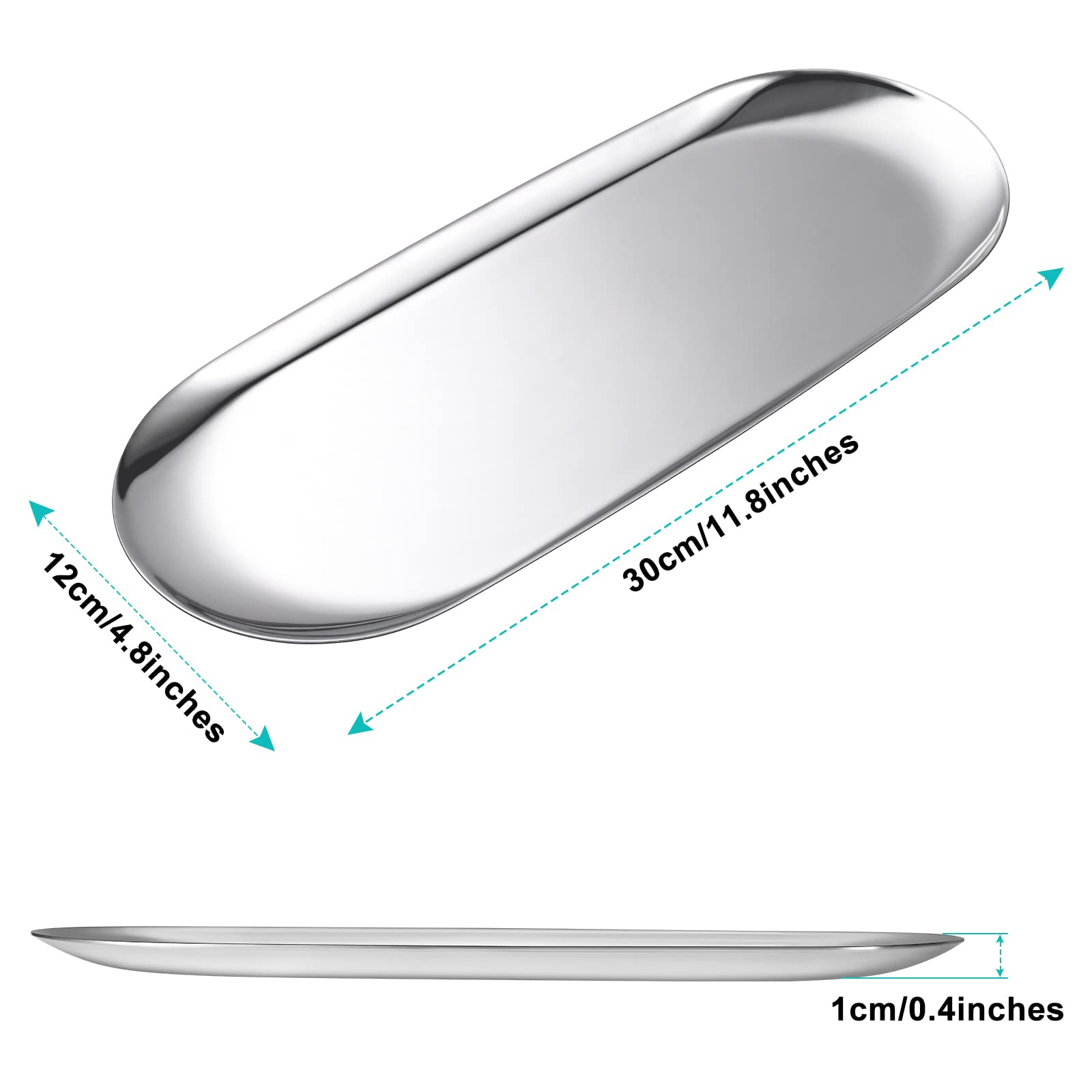 Stainless Steel Tray for Jewelry & Makeup - Vanity Bathroom Decor (30x12cm) - Perfect for Home Display & Organization