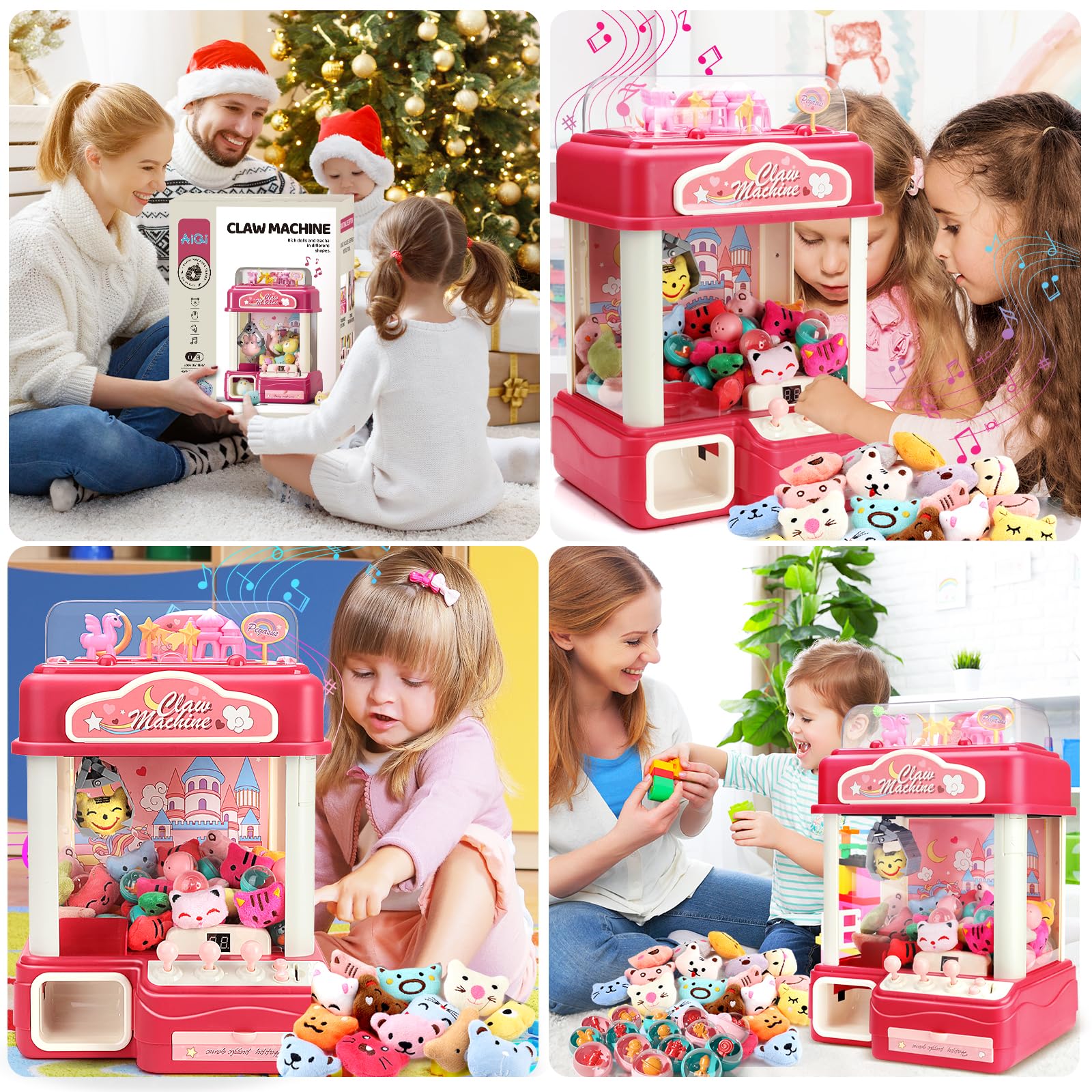 Kids Claw Machine Toy - Large Electronic Candy Vending Grabber Game with Lights & Sound - Prize Dispenser for Birthday Parties - Includes 30 Prizes & 25 Coins - Fun Arcade Game for Boys & Girls at Home, Carnivals & Family Gatherings
