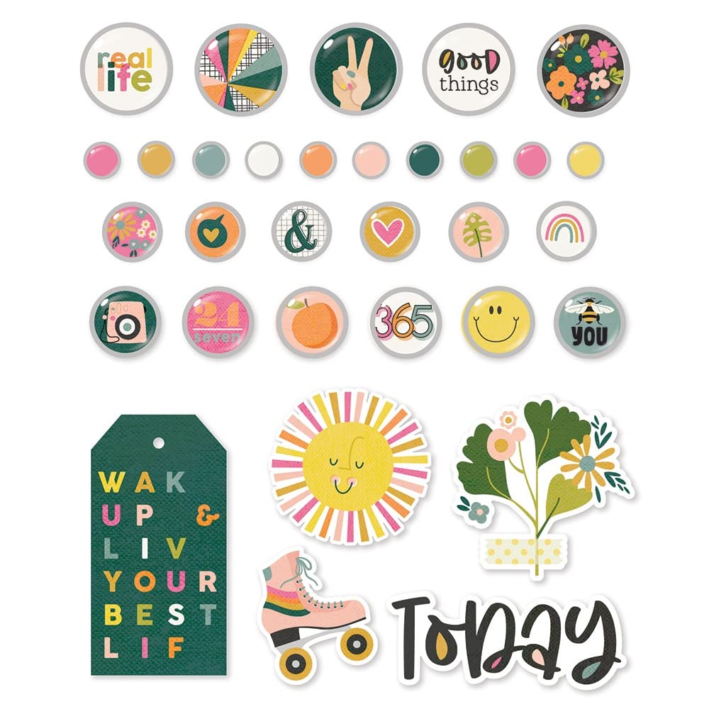 Simple Stories Good Stuff BRADS - Colorful Scrapbooking Embellishments for DIY Cards, Albums & Journals | Perfect for Crafting, Memory Keeping & Creative Projects