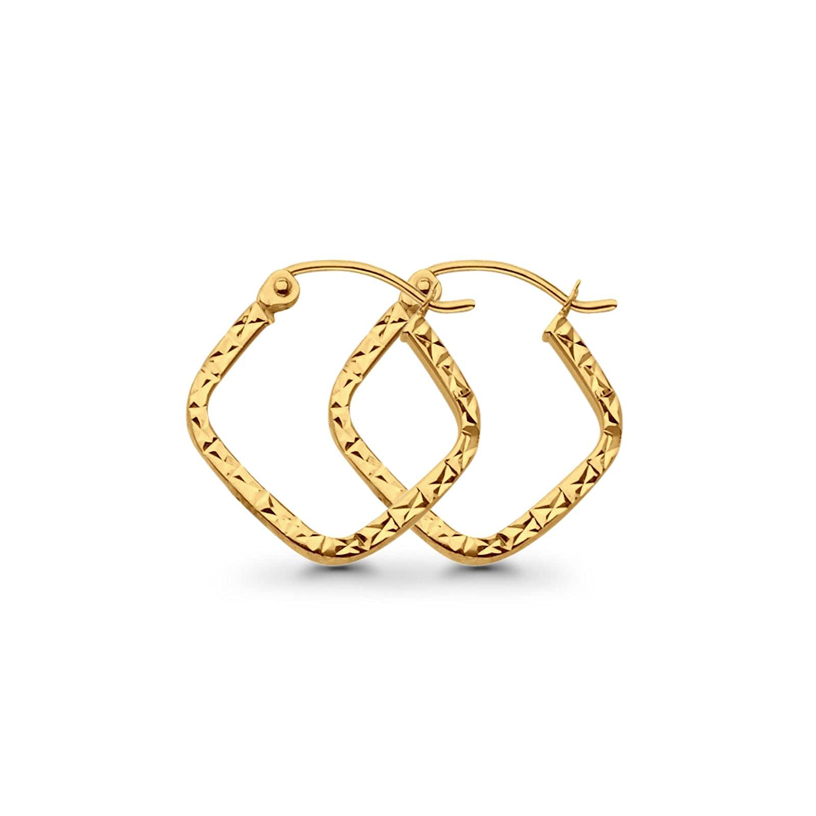 14K Gold Square Tube Hoop Earrings for Women - 1.5mm Thin DC Style Square Hoops - 15mm Minimalist Everyday Jewelry - Perfect for Work, Date Night & Special Occasions