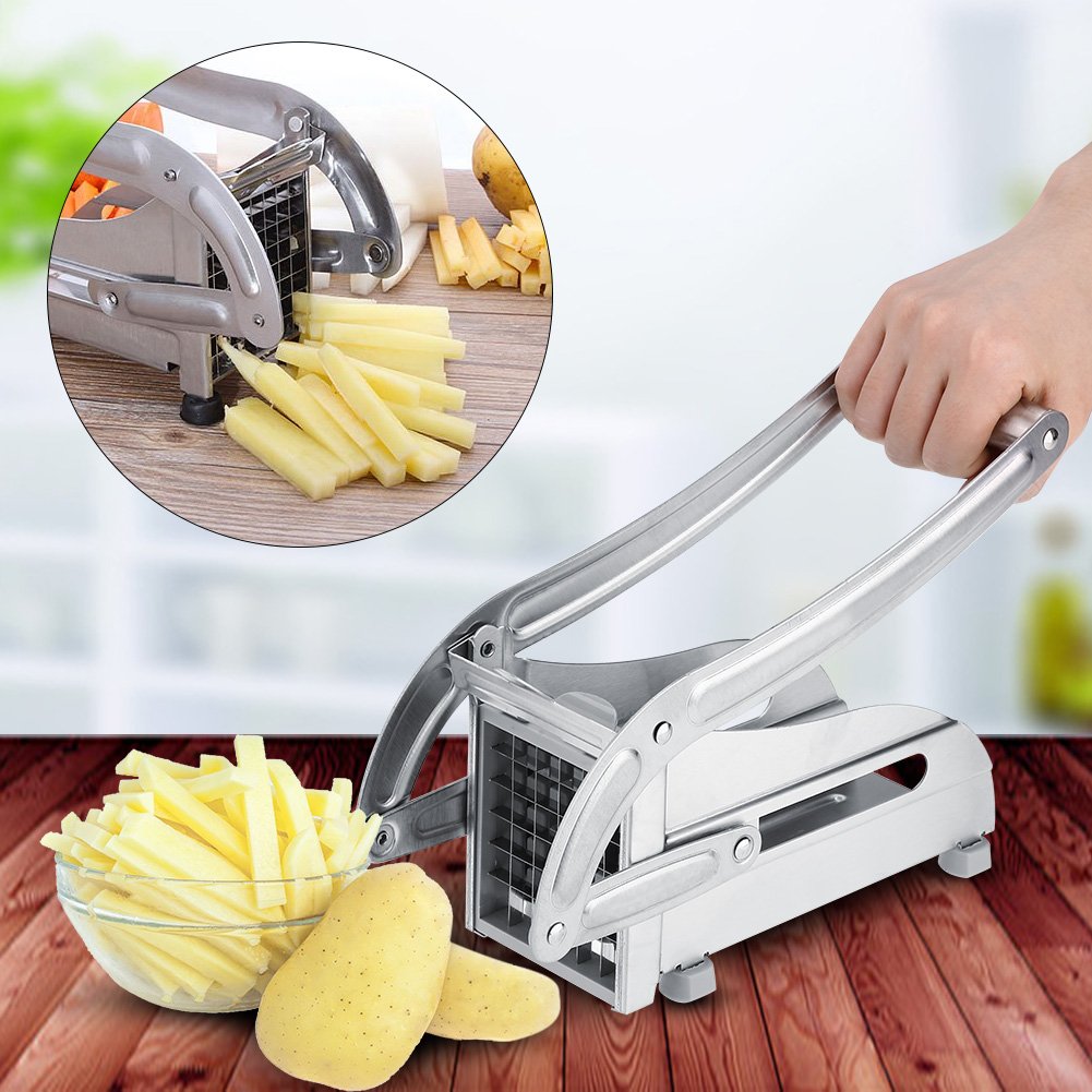 Premium Stainless Steel Potato Cutter - French Fry Maker & Vegetable Slicer for Perfect Homemade Fries, Chips | Durable Kitchen Tool for Potatoes, Carrots, Apples | Ideal for Meal Prep, Snacks, Parties & Restaurants