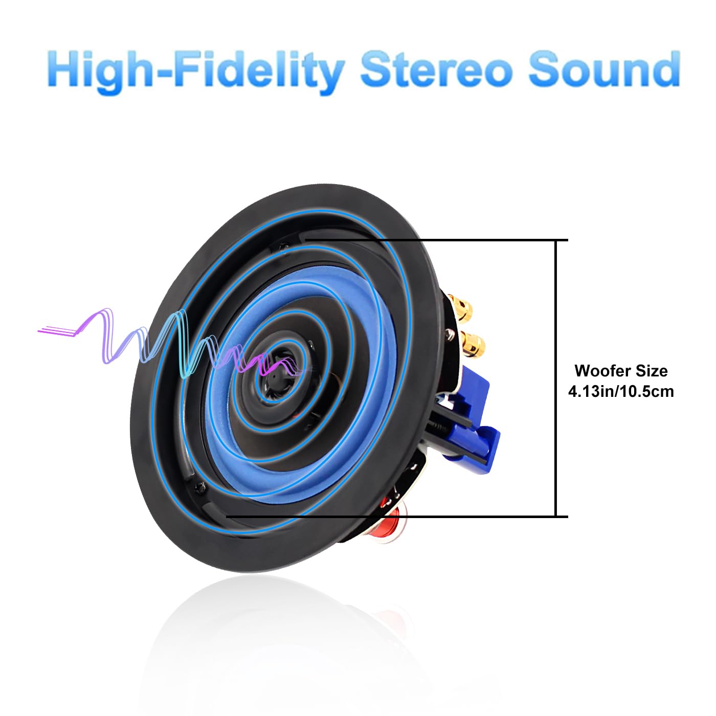 Herdio 4 Inch 2-Way Bluetooth Ceiling Speakers with 4 Channel Amplifier Receiver - Wireless/Wired Home Audio System for Home Theater, Living Room, Office & Outdoor Entertainment (Set of 4)
