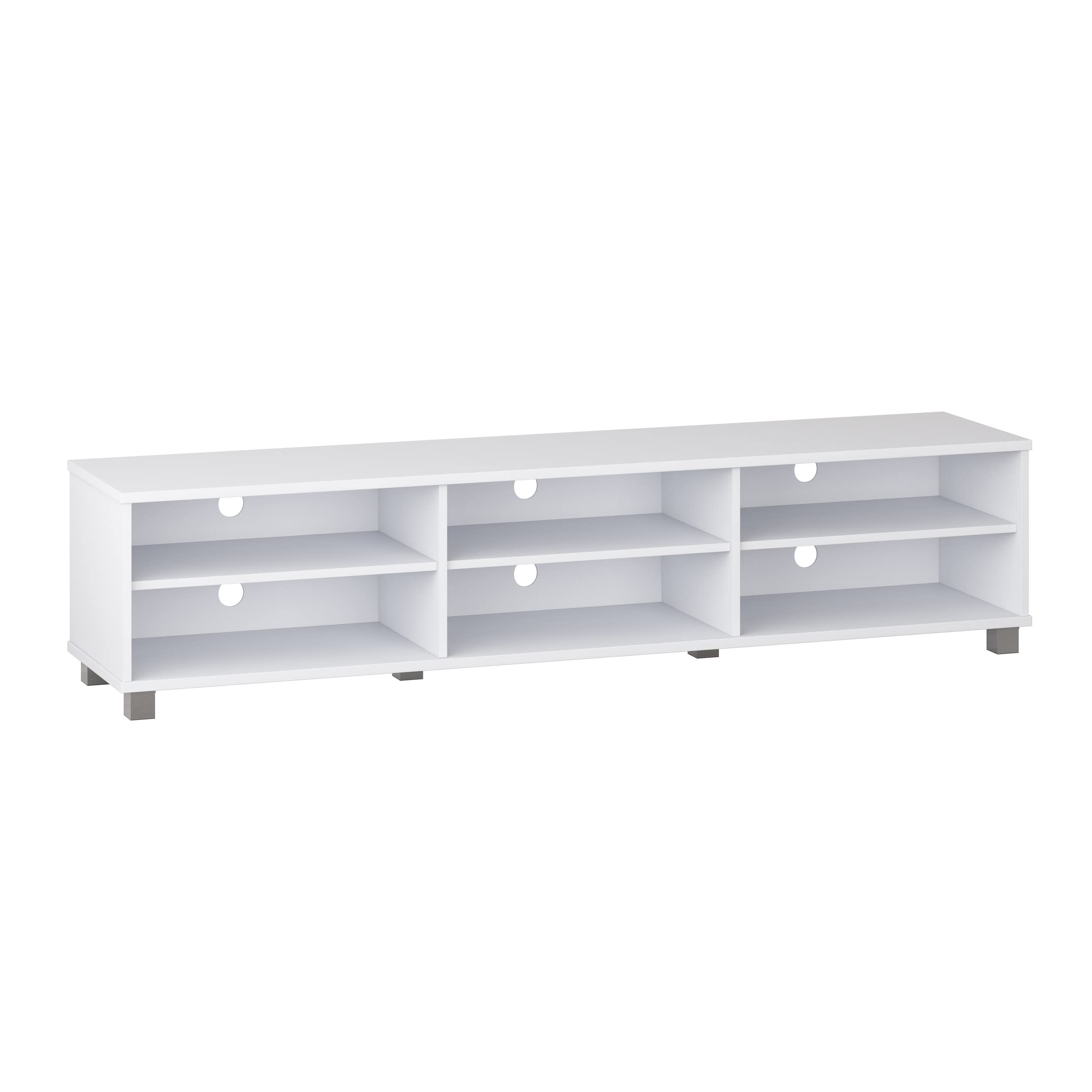 CorLiving Hollywood White Engineered Wood TV Stand with Open Shelves for TVs up to 85