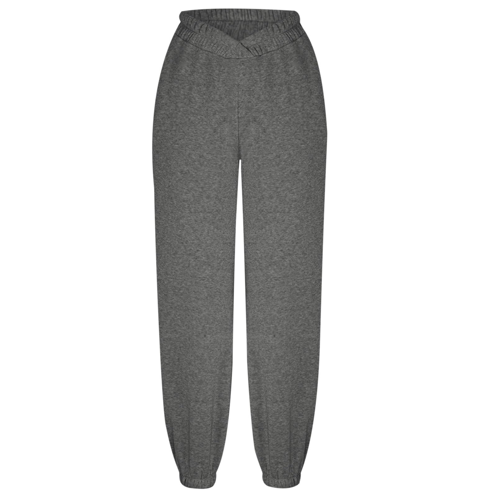 Women's High Waisted Crossover Sweatpants - Asymmetrical V-Waist Lounge Pants with Pockets | Comfortable Joggers for Running, Yoga & Casual Wear