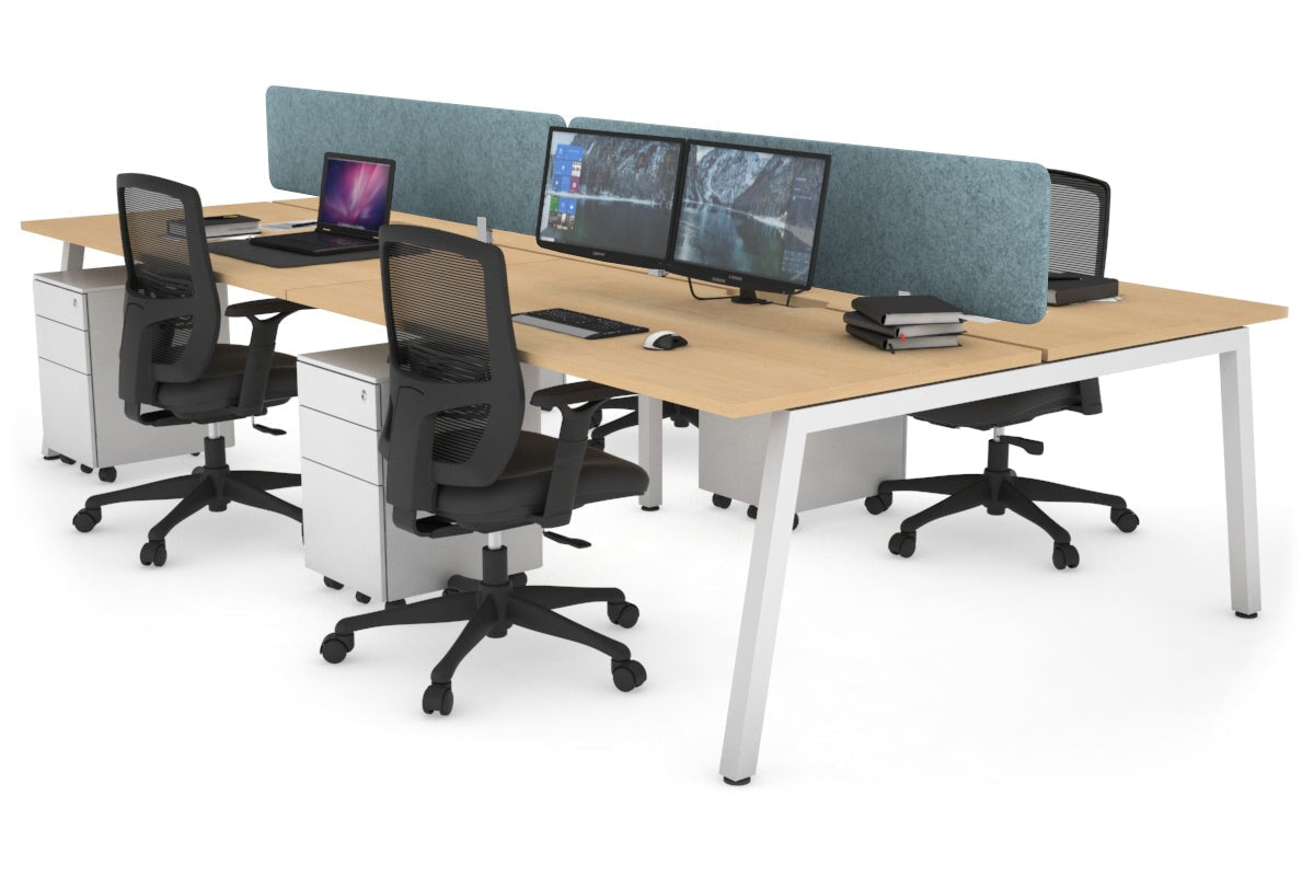 Quadro 4-Person Office Workstation Desk - 1200L x 800W with Cable Management Scallop - Perfect for Collaborative Workspaces, Team Meetings & Open Office Environments