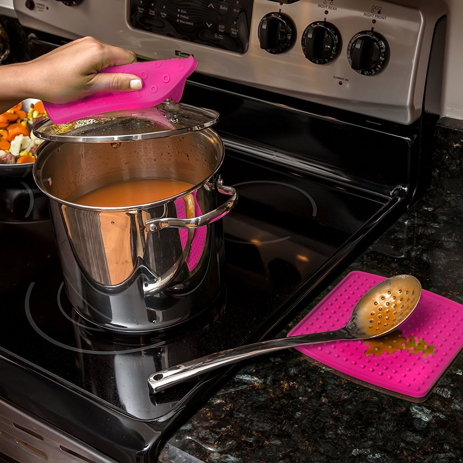 Premium Silicone Pot Holders - Heat Resistant Kitchen Trivets for Hot Pans (7x7in) - Perfect for Cooking & Baking