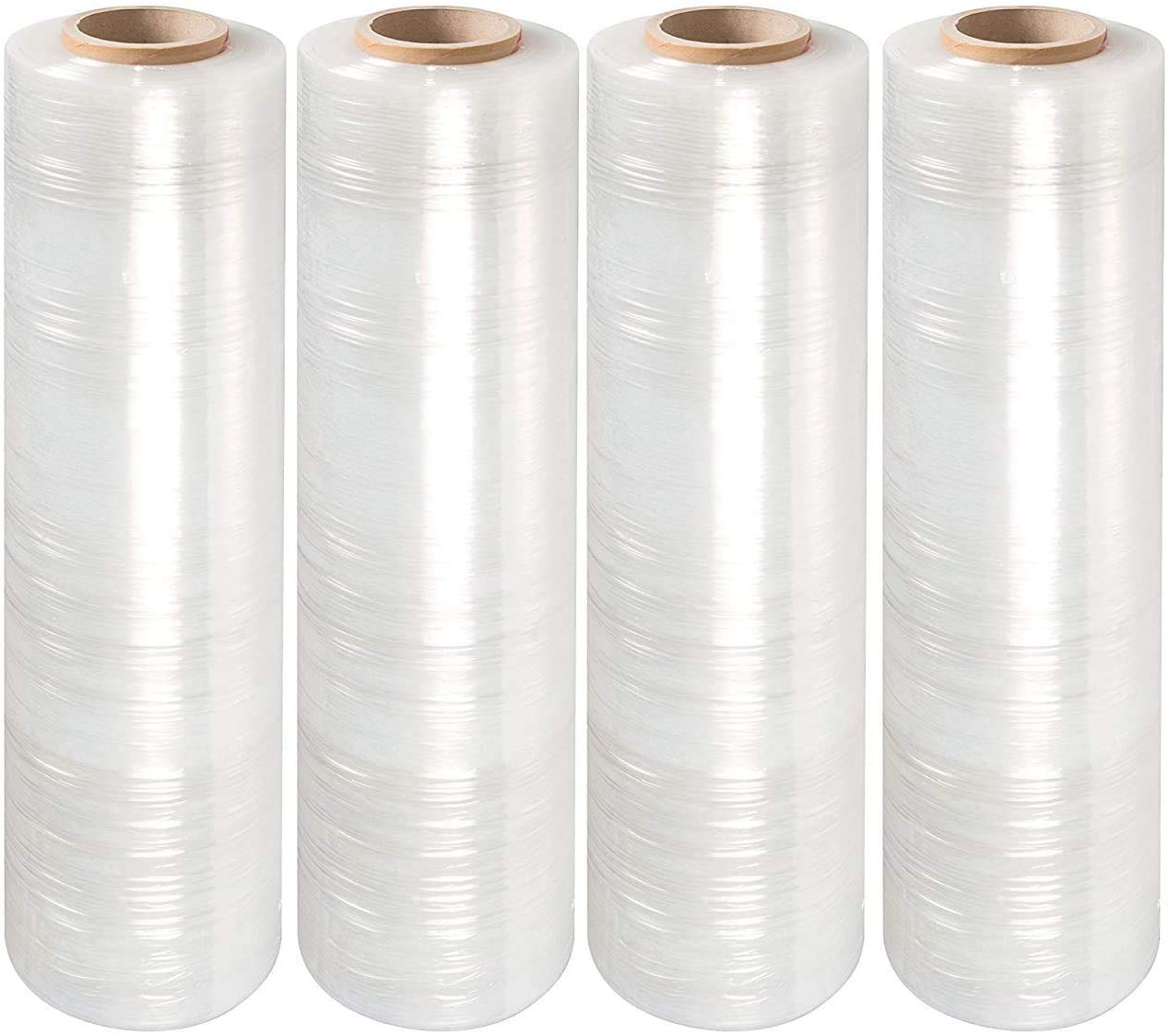Yens 4 Rolls Clear Stretch Film Plastic Pallet Wrap - 18 Inch Wide, 80 Gauge (1500 Feet) for Secure Shipping, Warehouse Storage & Moving Supplies